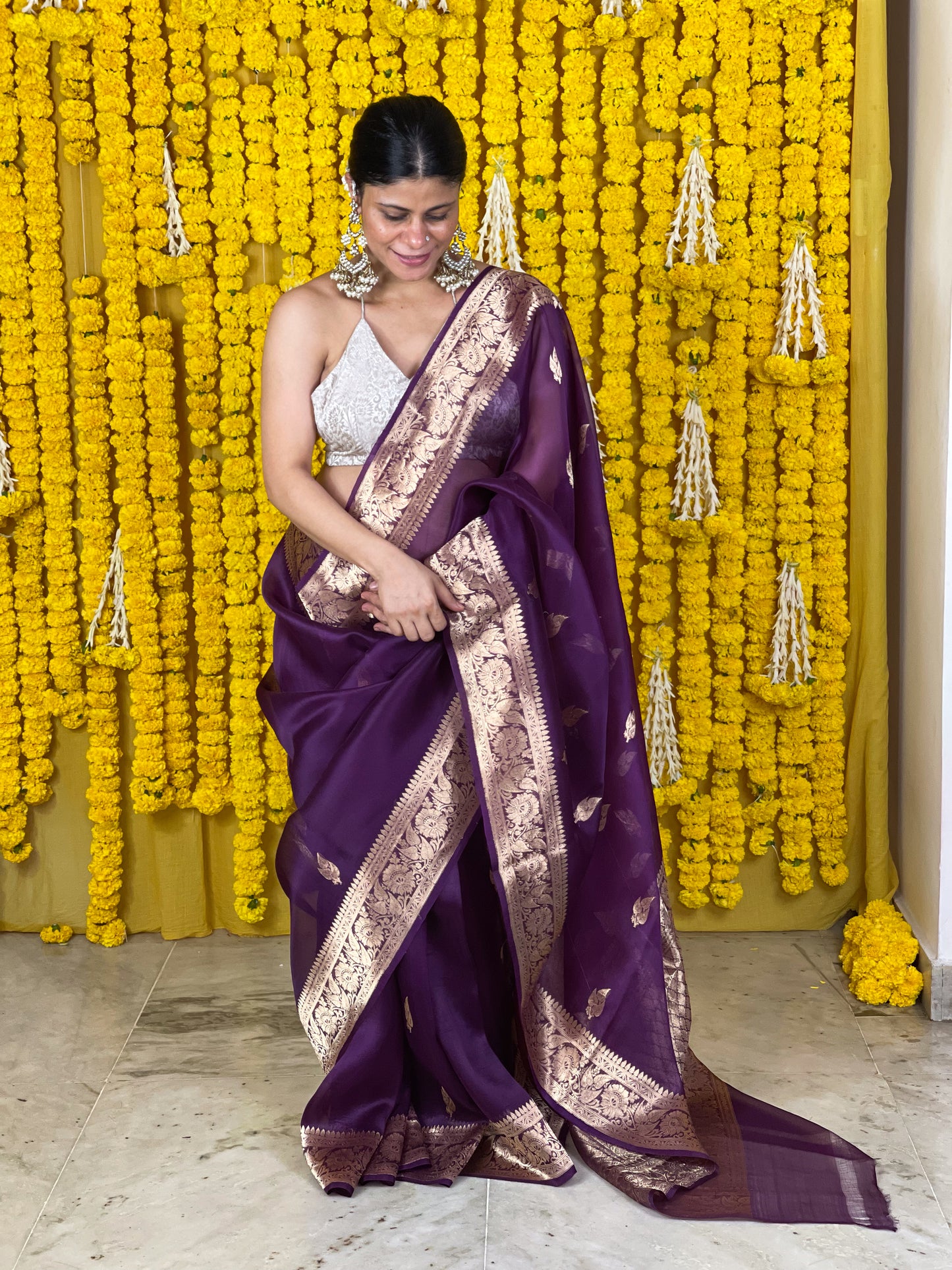 Handloom Kora Kadwa Banarasi Silk Saree