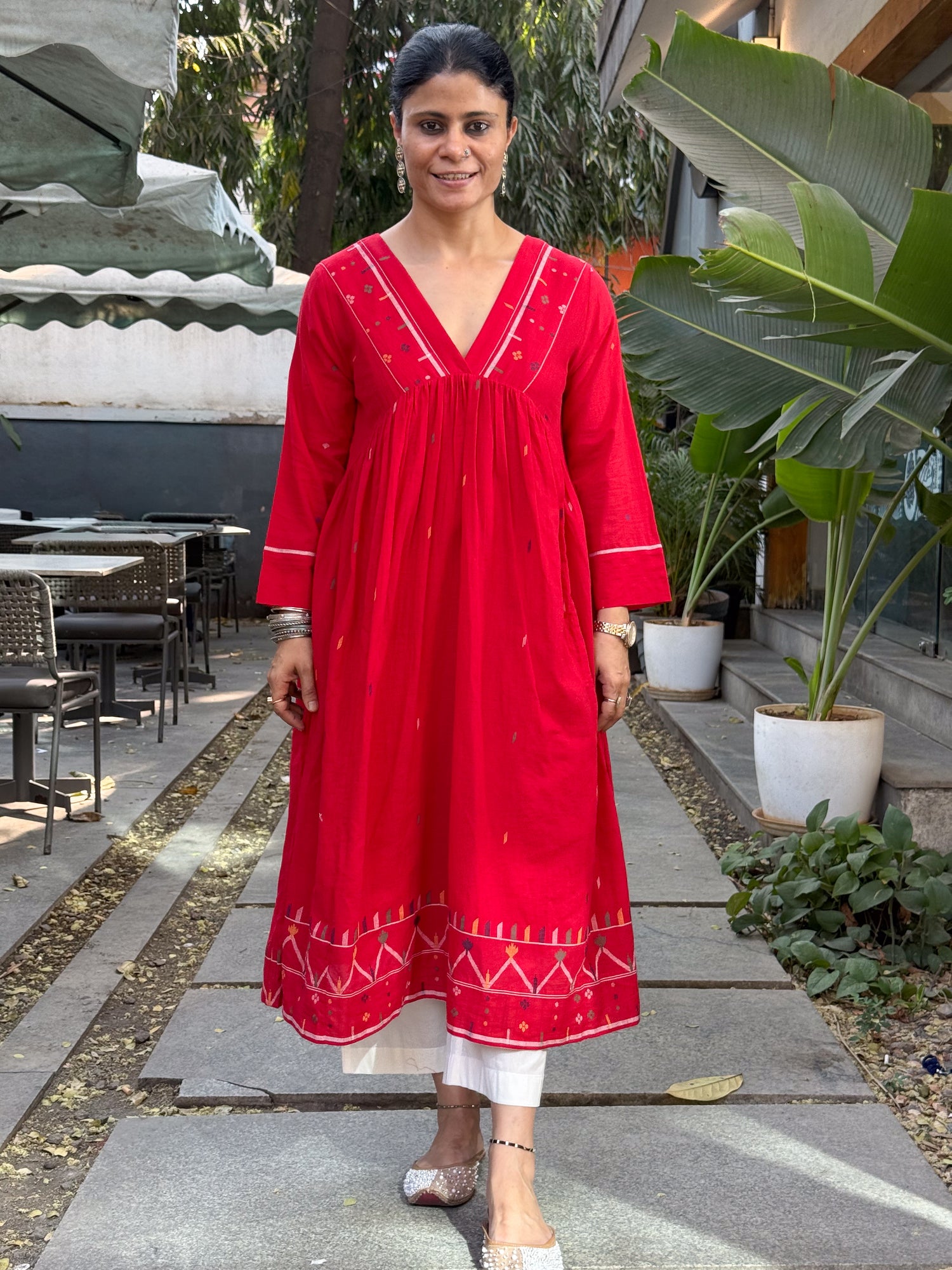 Handwoven Jamdani Kalidar Kurta