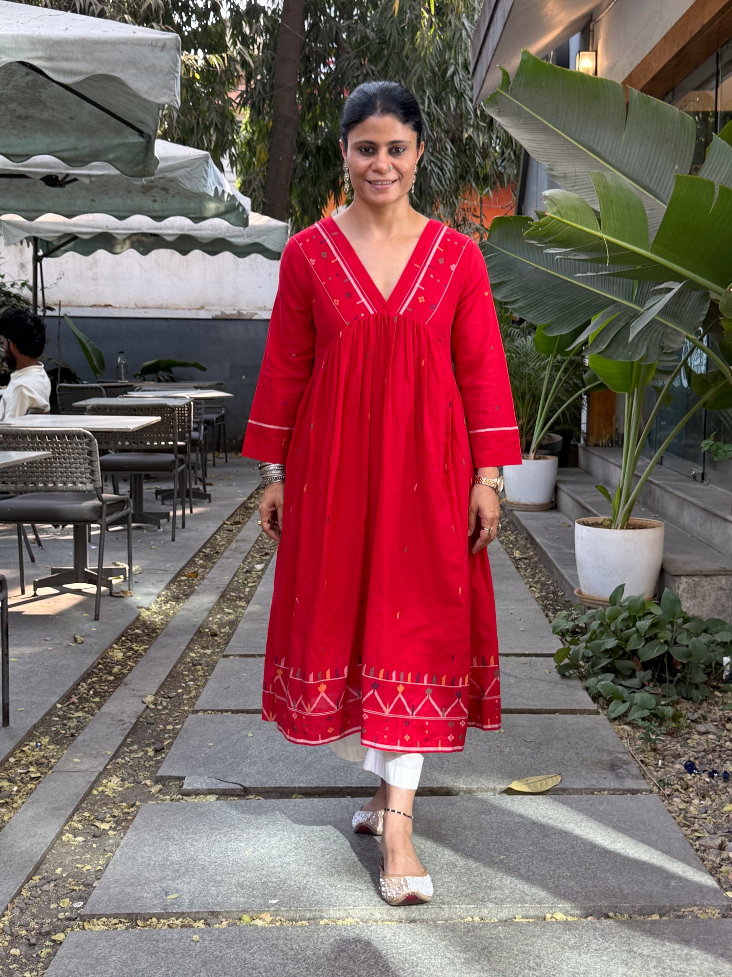 Handwoven Jamdani Kalidar Kurta