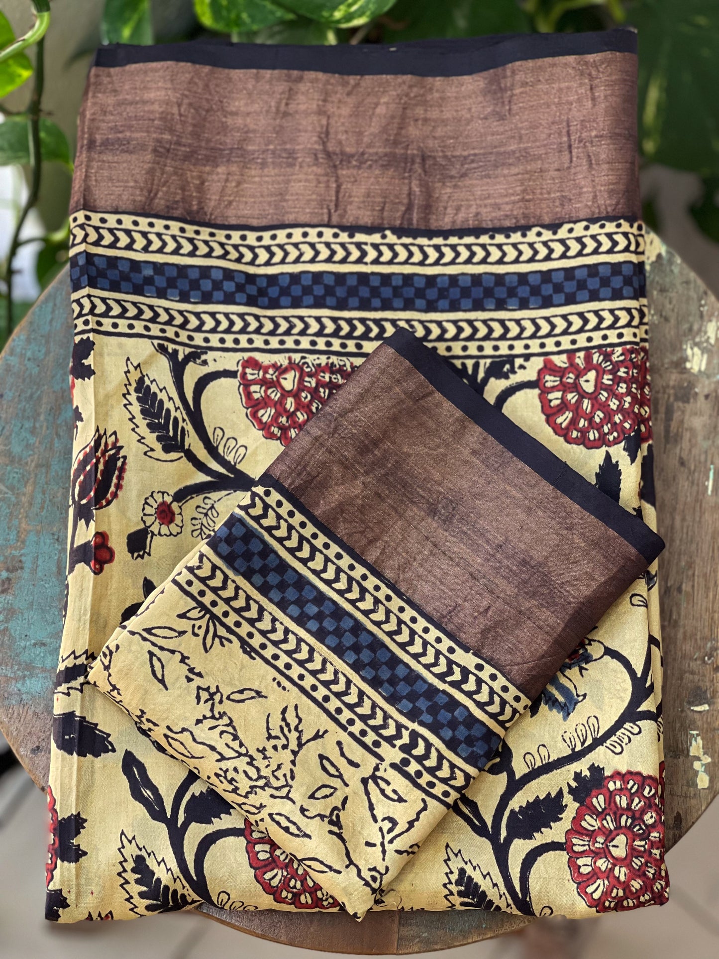Natural Dyed Handblock Printed Mulberry Silk  Saree