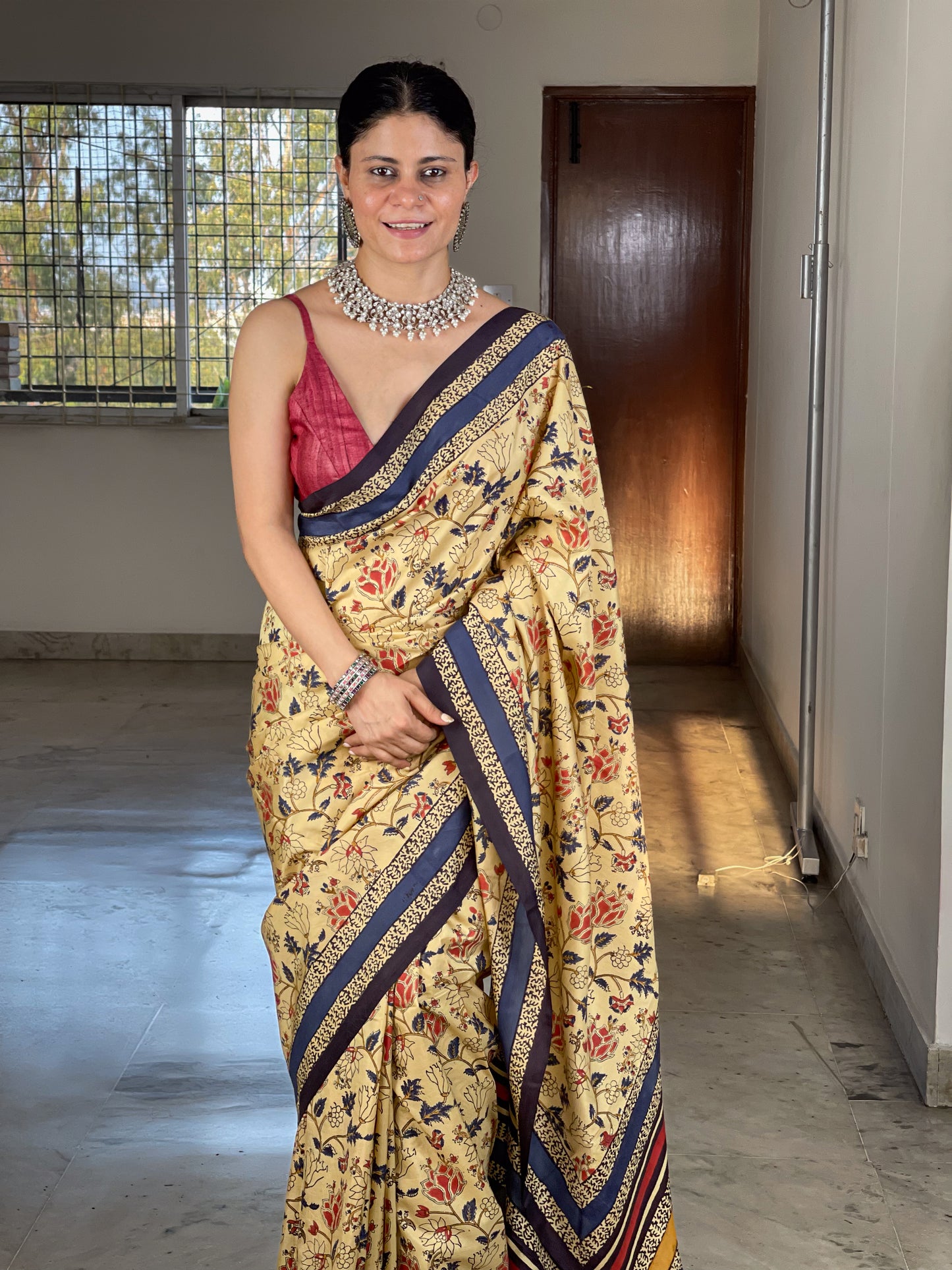Natural Dyed Handblock Printed Mulberry Silk  Saree