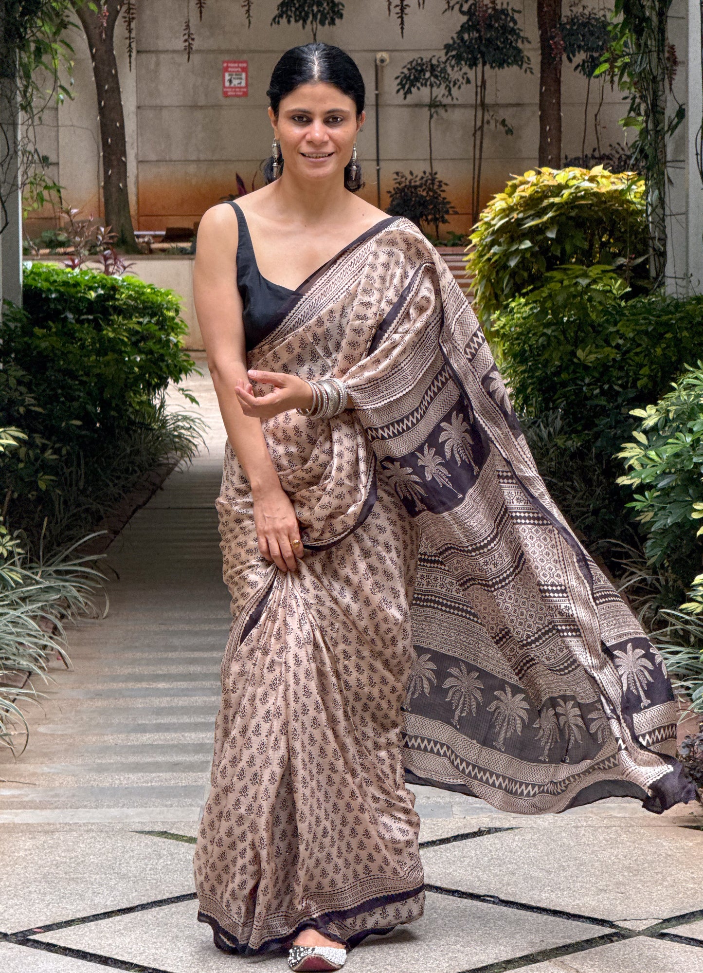 Handloom Kota Silk With Handblock Bagh Printed.