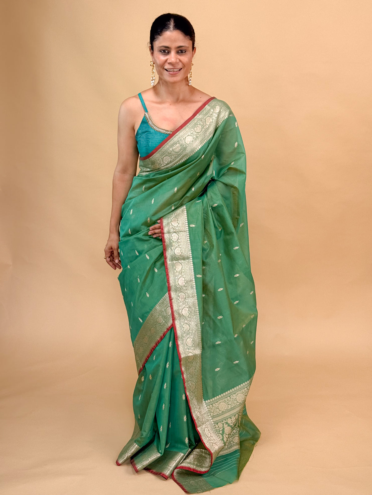 Handloom Cotton Silk Kadwa Banarasi Saree