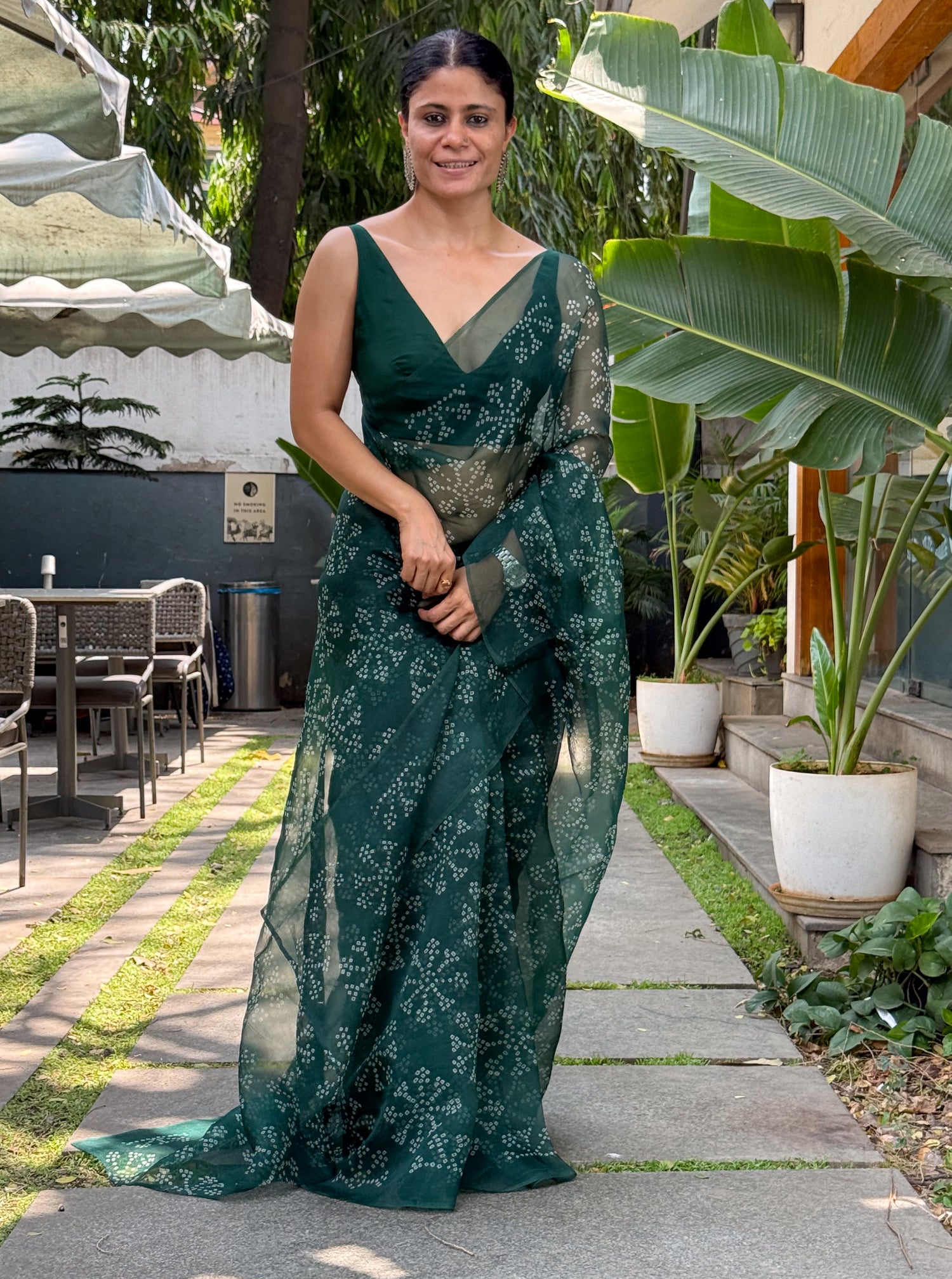 Handloom Bandhini Organza Silk Saree.