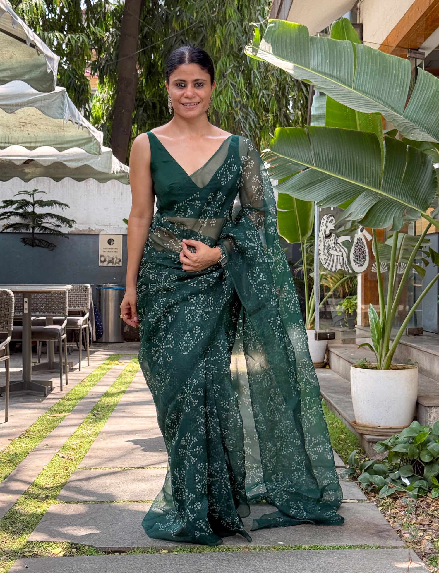 Handloom Bandhini Organza Silk Saree.