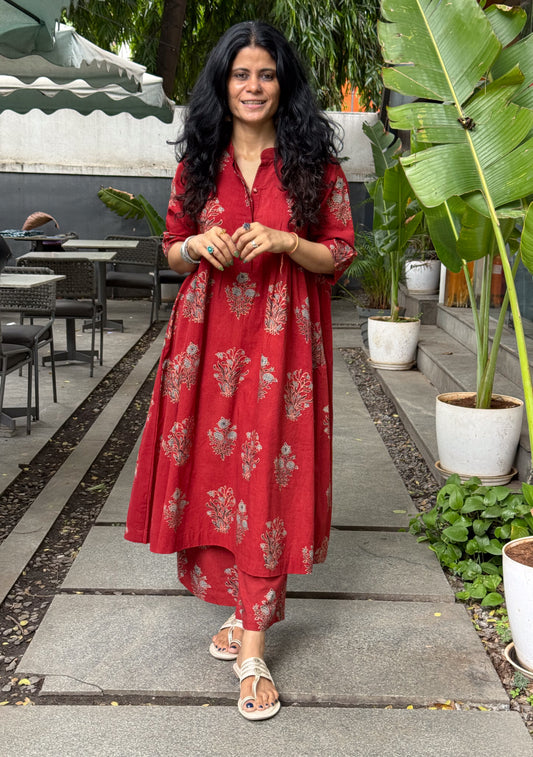Cotton Handblock Printed Natural Dyed Ajrakh Kurta
