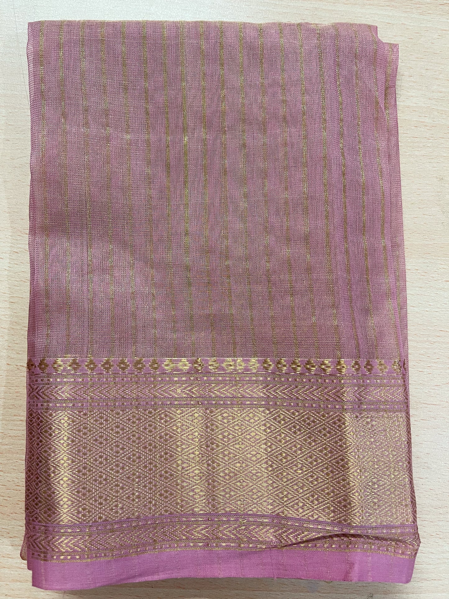 Handloom Maheshwari Tissue Silk Saree.