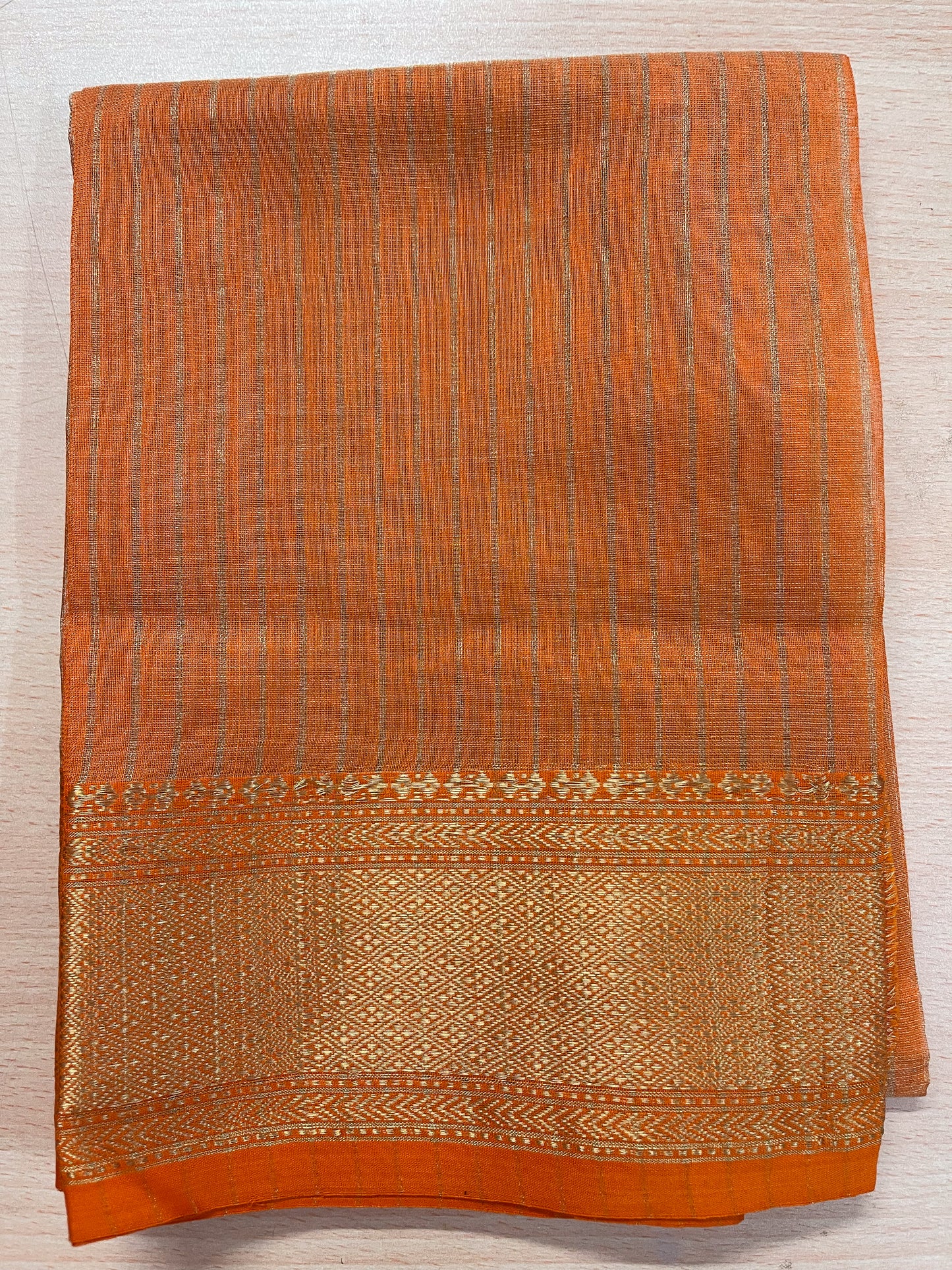 Handloom Maheshwari Tissue Silk Saree.