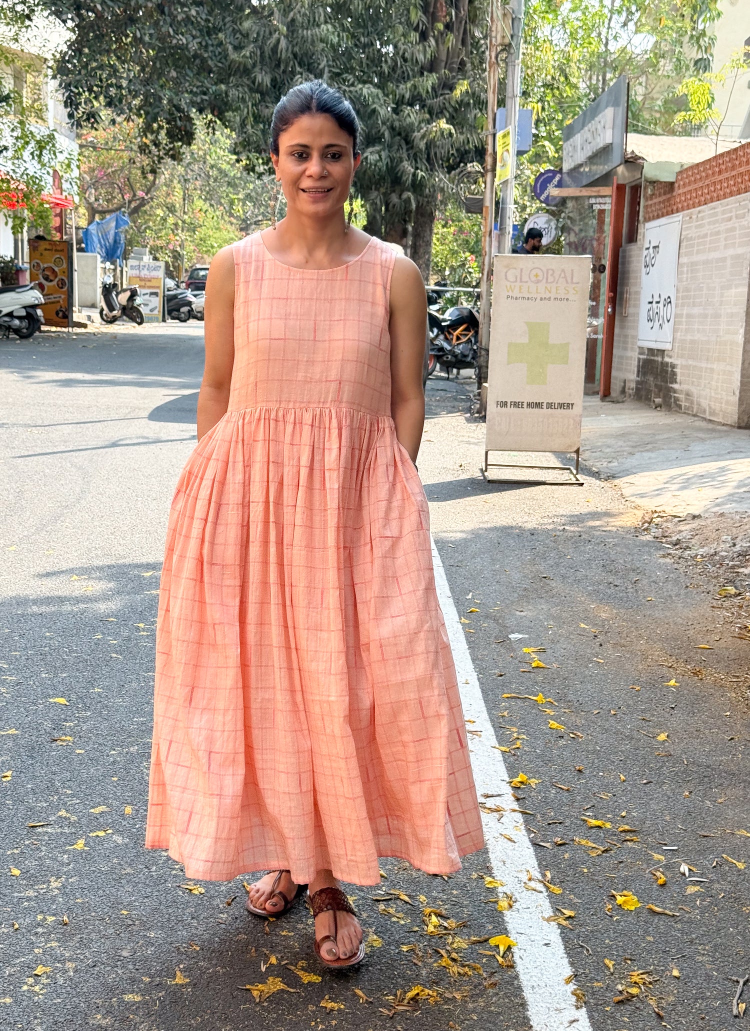 Handwoven Cotton Linen Long Dress With Kali