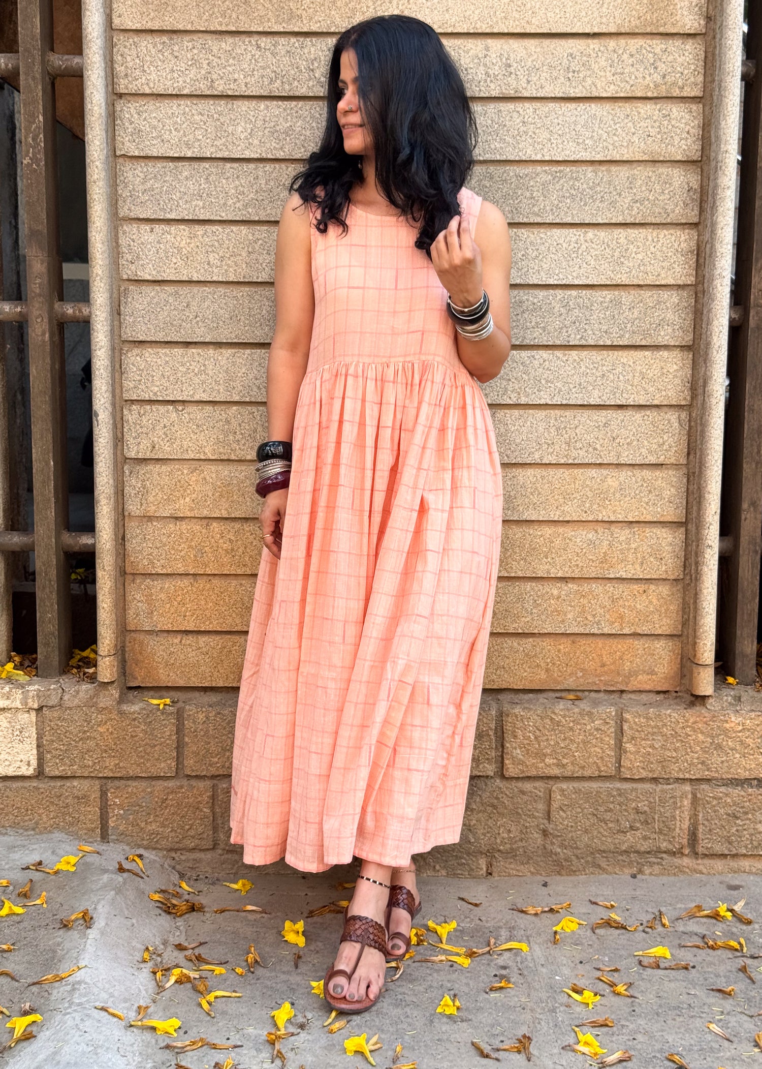 Handwoven Cotton Linen Long Dress With Kali