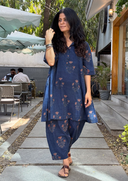 Cotton Handblock Printed Natural Dyed Ajrakh Kurta
