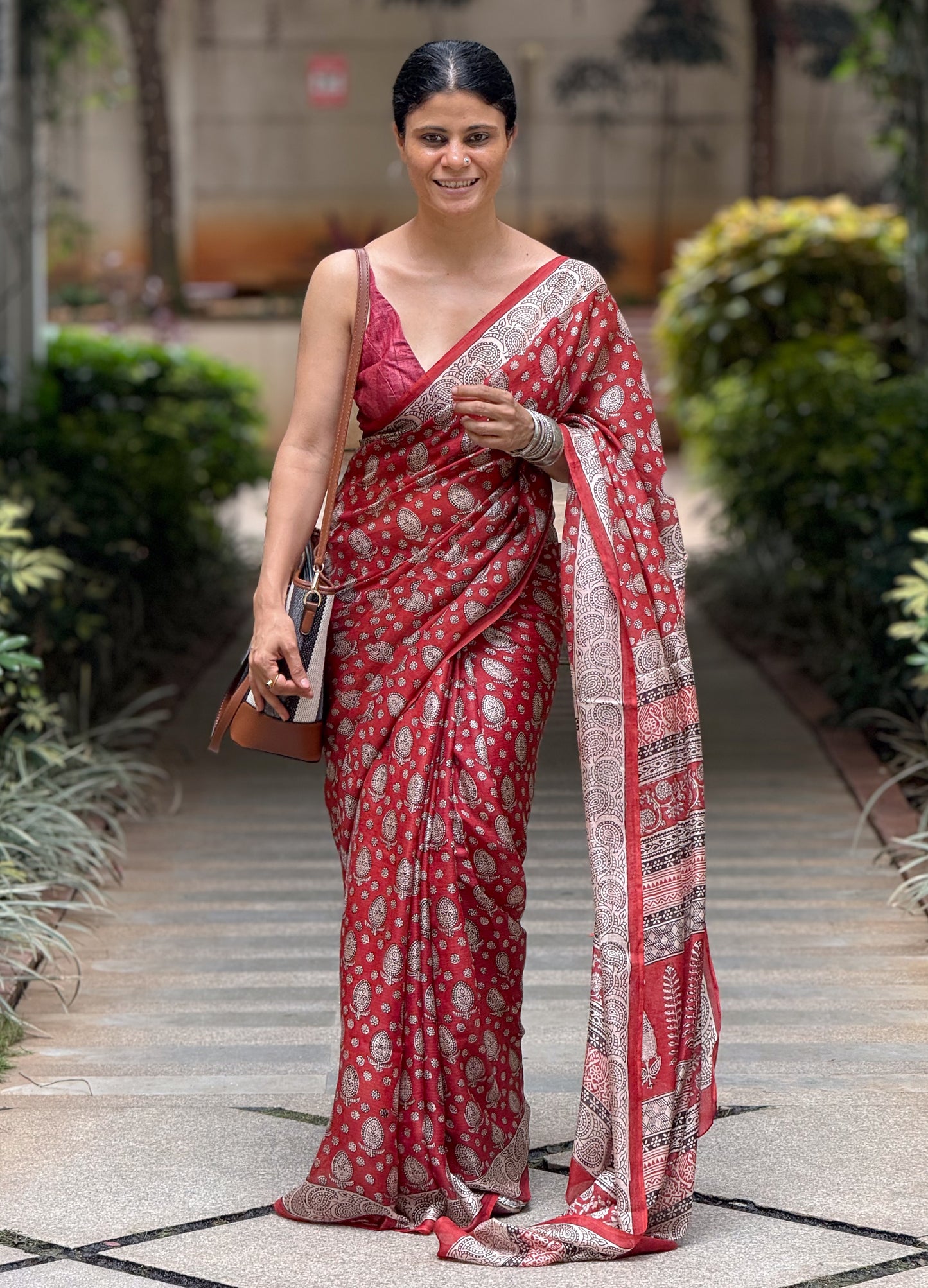 Handloom Kota Silk with Handblock Bagh Printed.