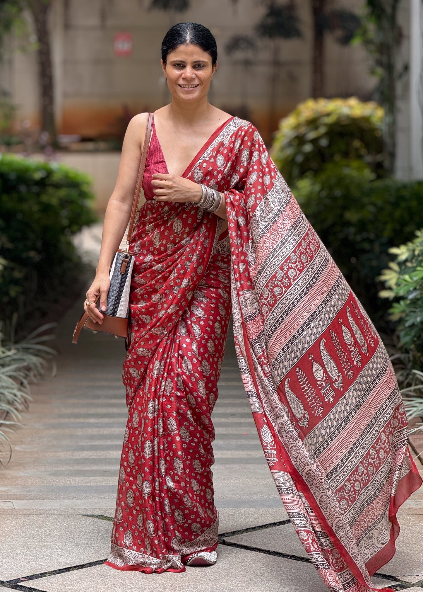 Handloom Kota Silk with Handblock Bagh Printed.