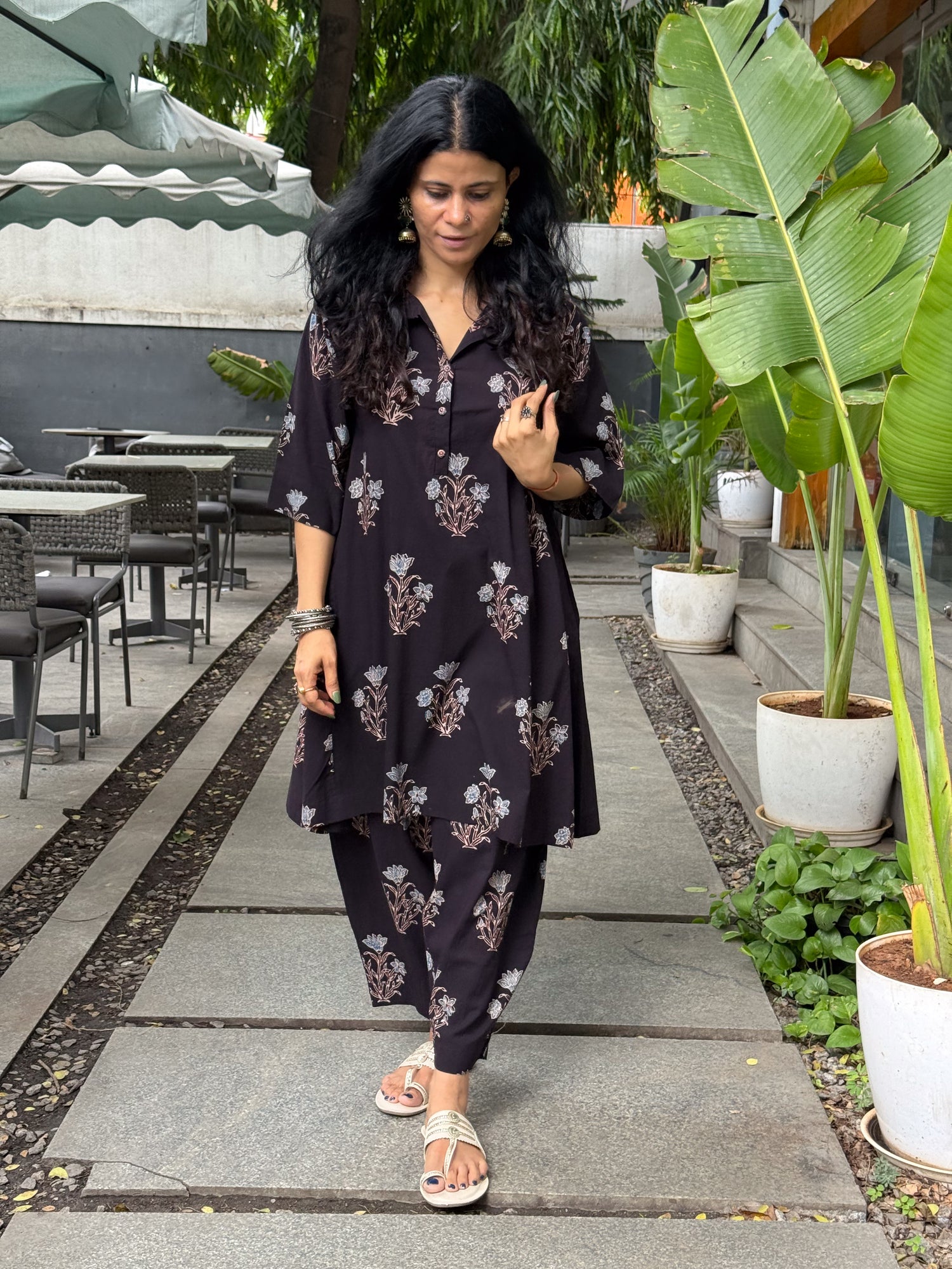 Cotton Handblock Printed Natural Dyed Ajrakh co-rd sett