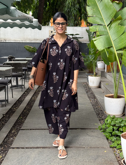 Cotton Handblock Printed Natural Dyed Ajrakh Kurta
