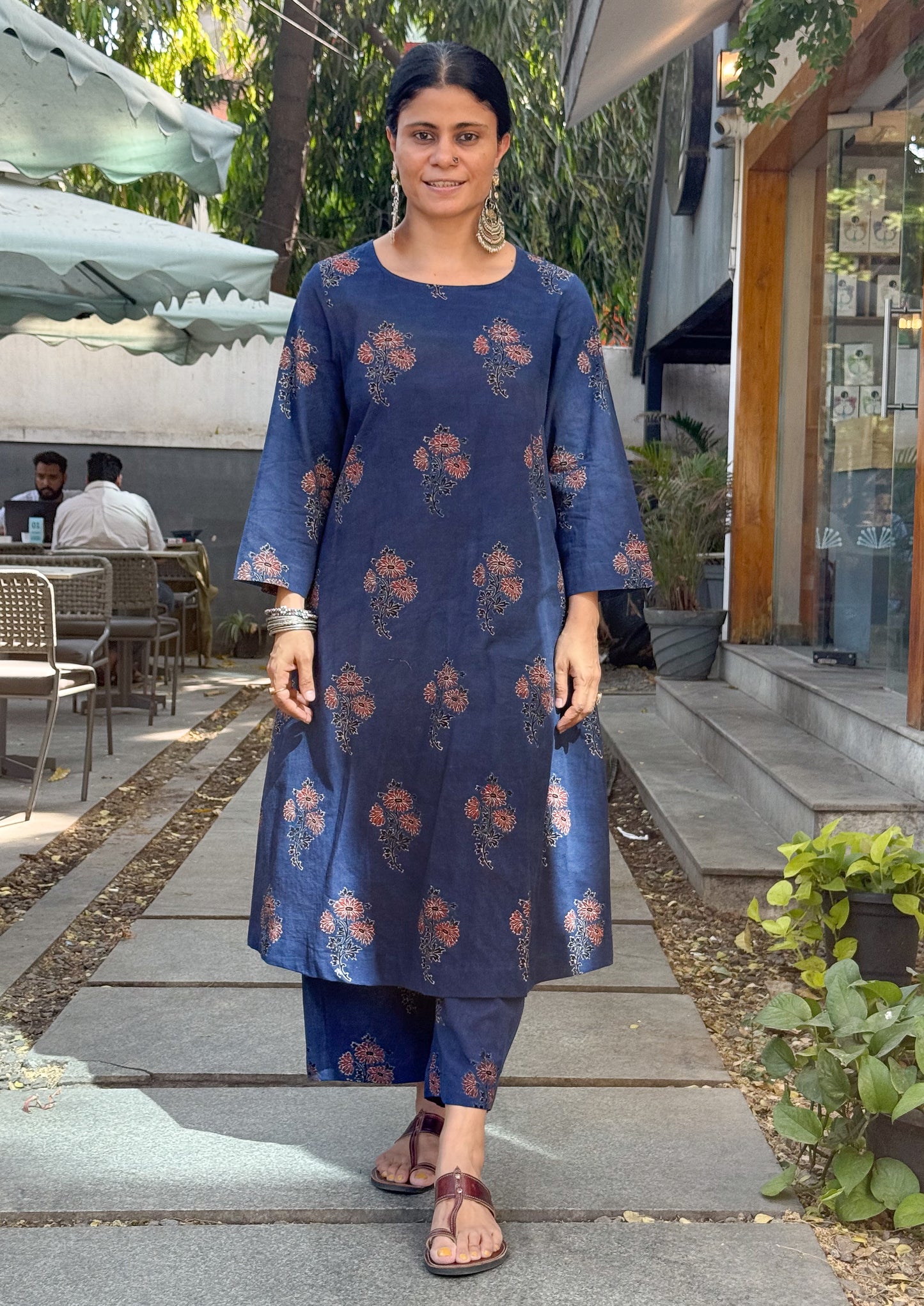 Cotton Handblock Printed Natural Dyed Ajrakh Kurta