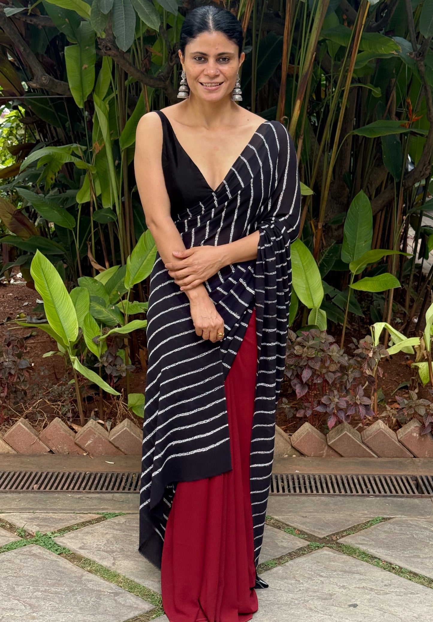 Handloom Georgette Silk Saree in Handmade Nui Shibori.