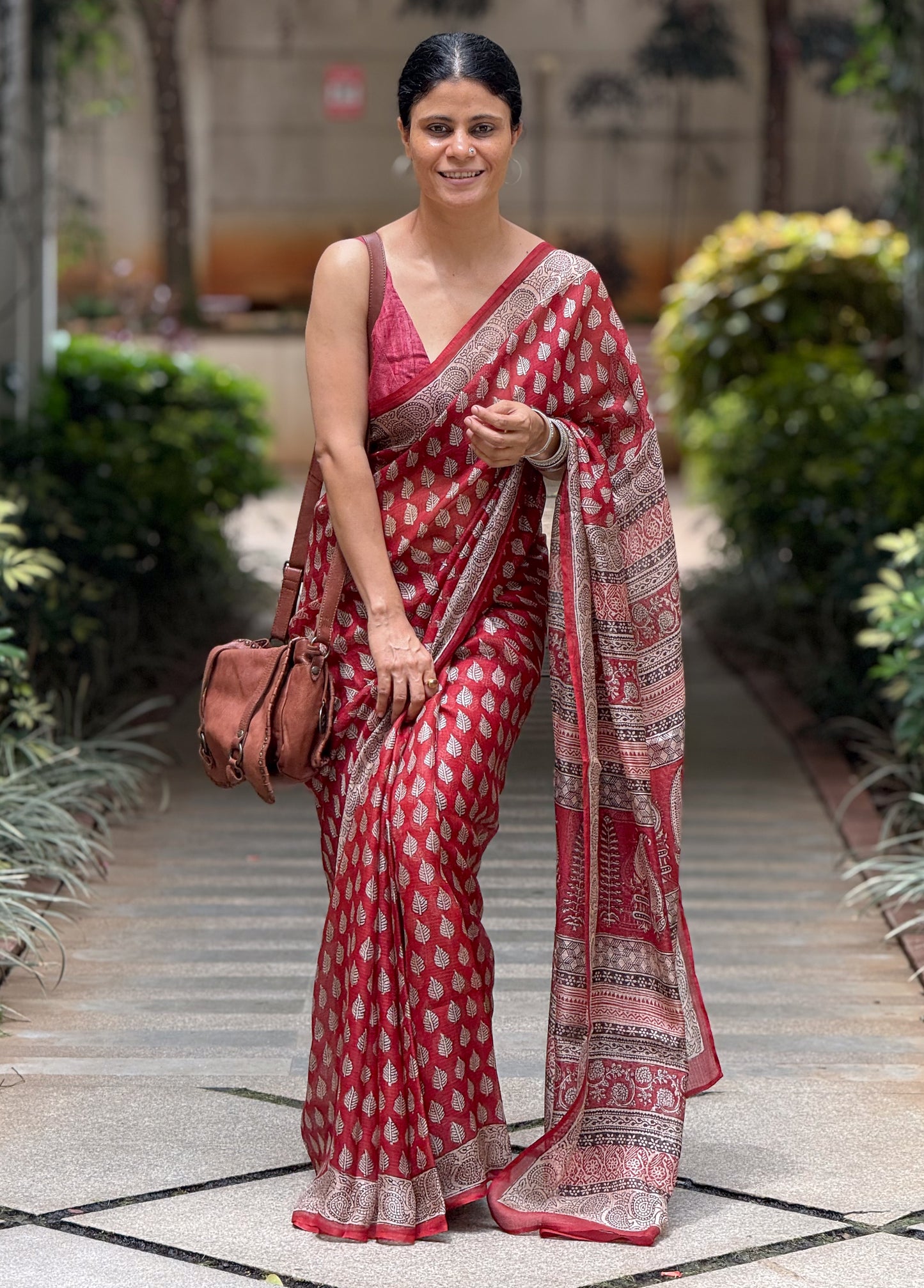 Handloom Kota Silk With Handblock Bagh Printed.