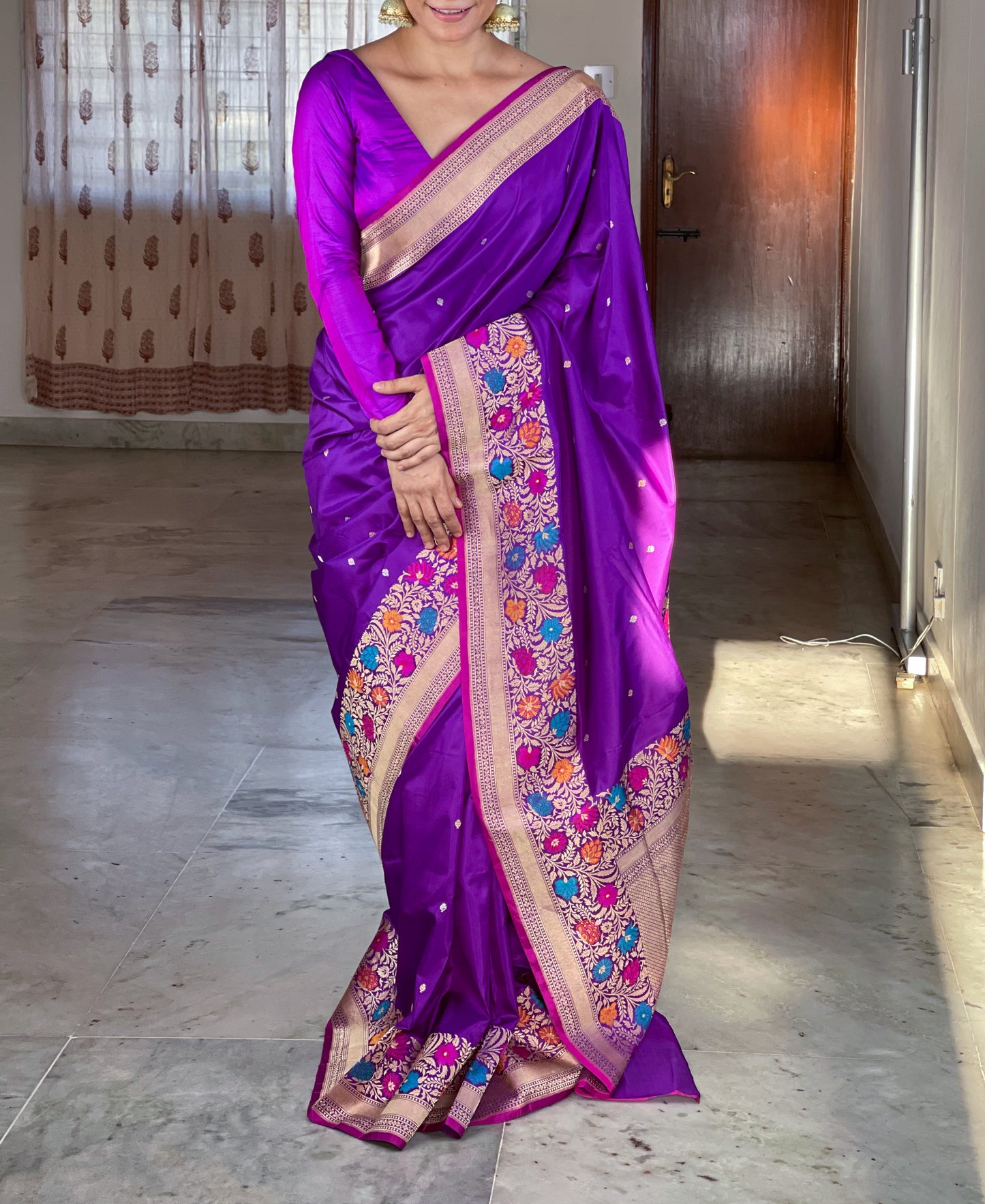 Jamuni Colour Handwoven Kadwa Katan Silk Banarasi Saree