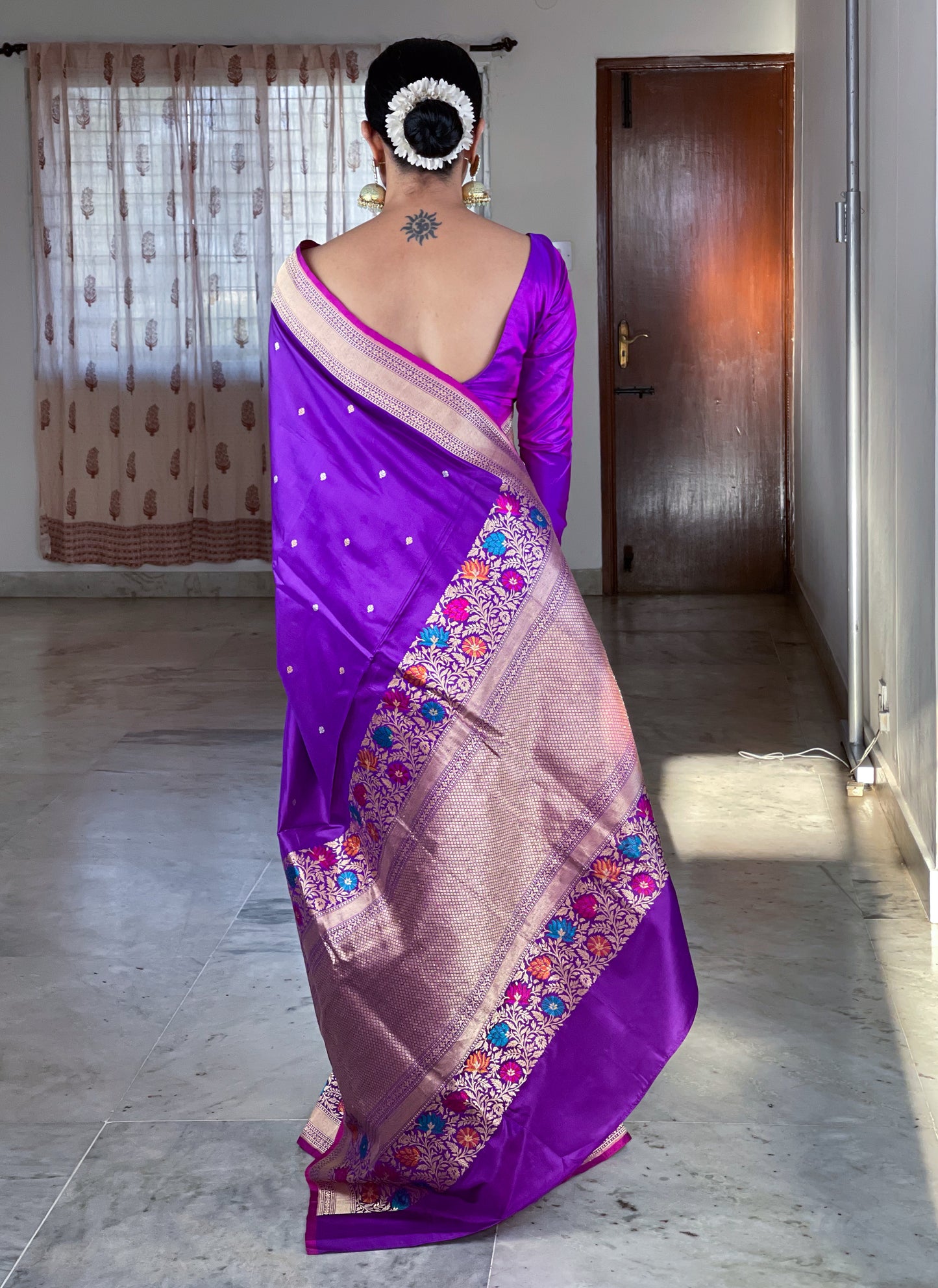 Jamuni Colour Handwoven Kadwa Katan Silk Banarasi Saree