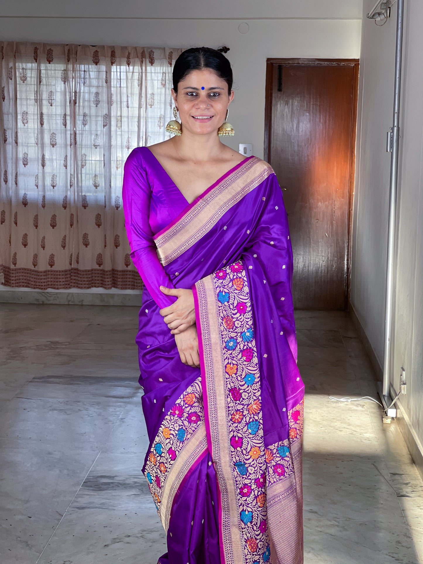 Jamuni Colour Handwoven Kadwa Katan Silk Banarasi Saree