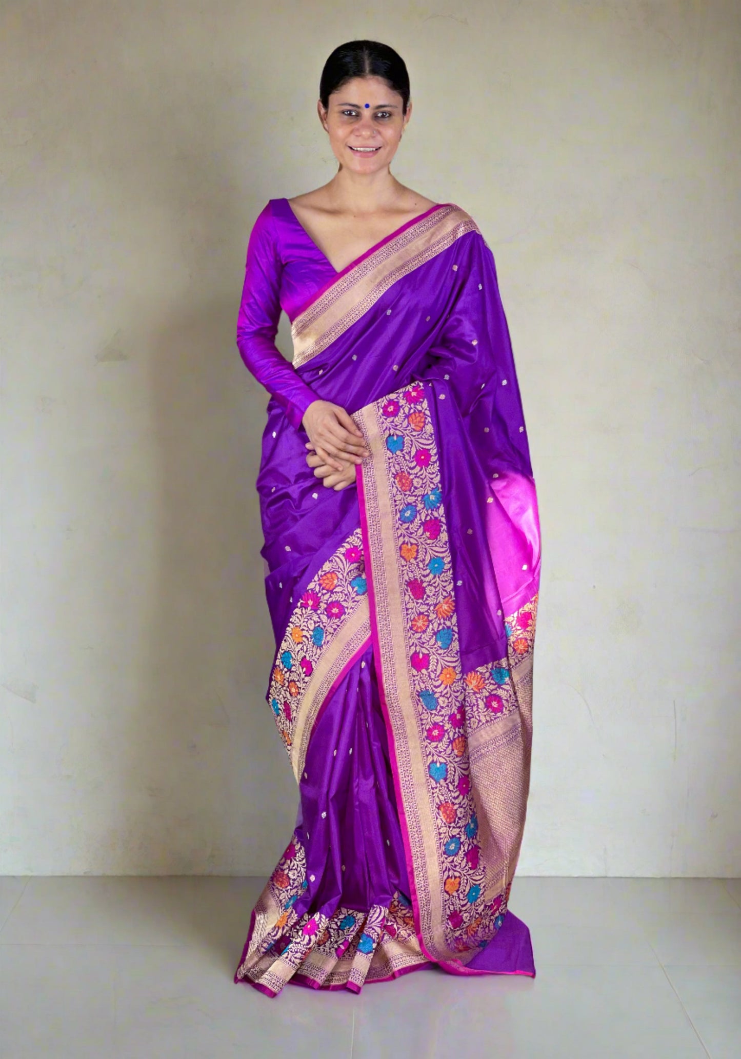 Jamuni Colour Handwoven Kadwa Katan Silk Banarasi Saree