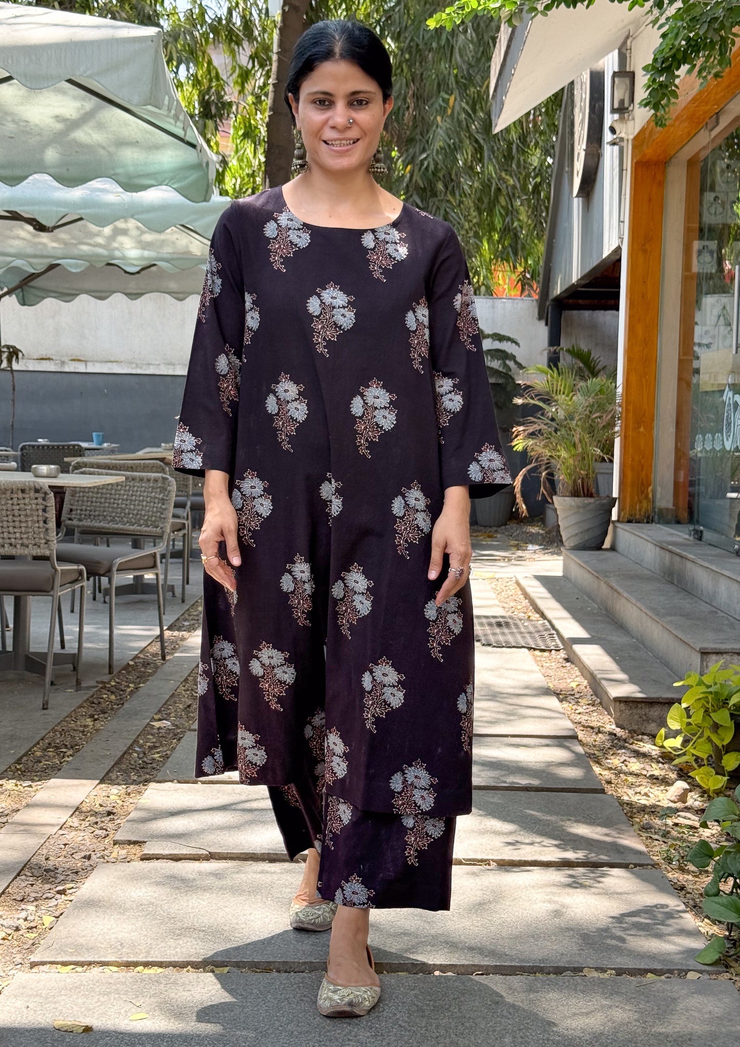 Cotton Handblock Printed Natural Dyed Ajrakh Kurta