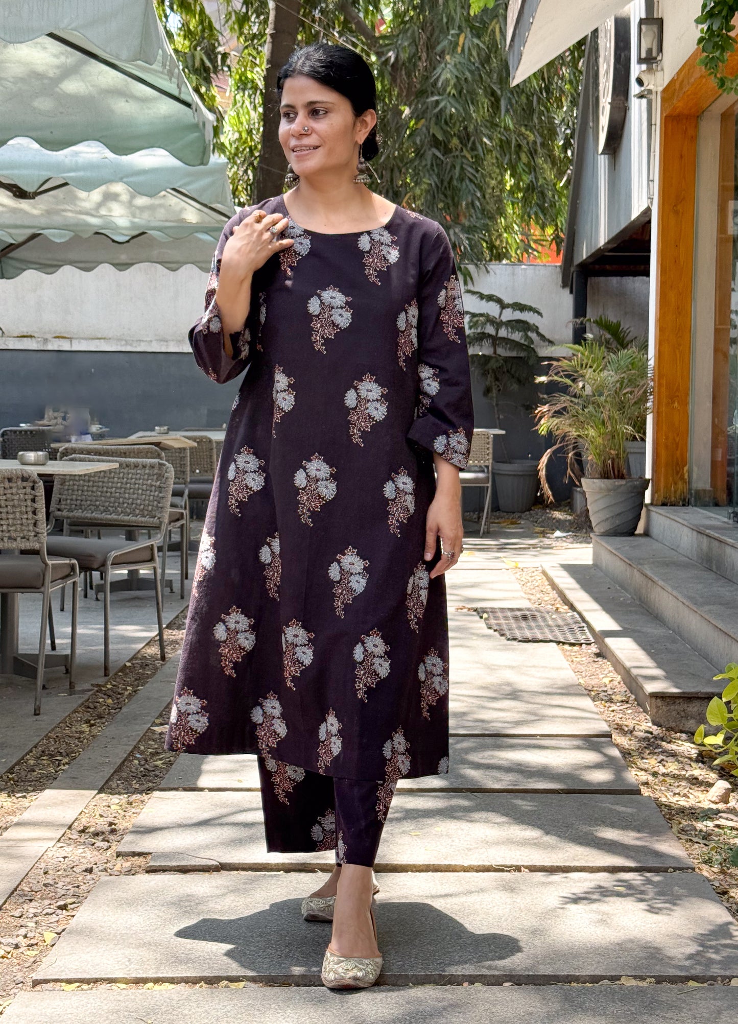Cotton Handblock Printed Natural Dyed Ajrakh Kurta