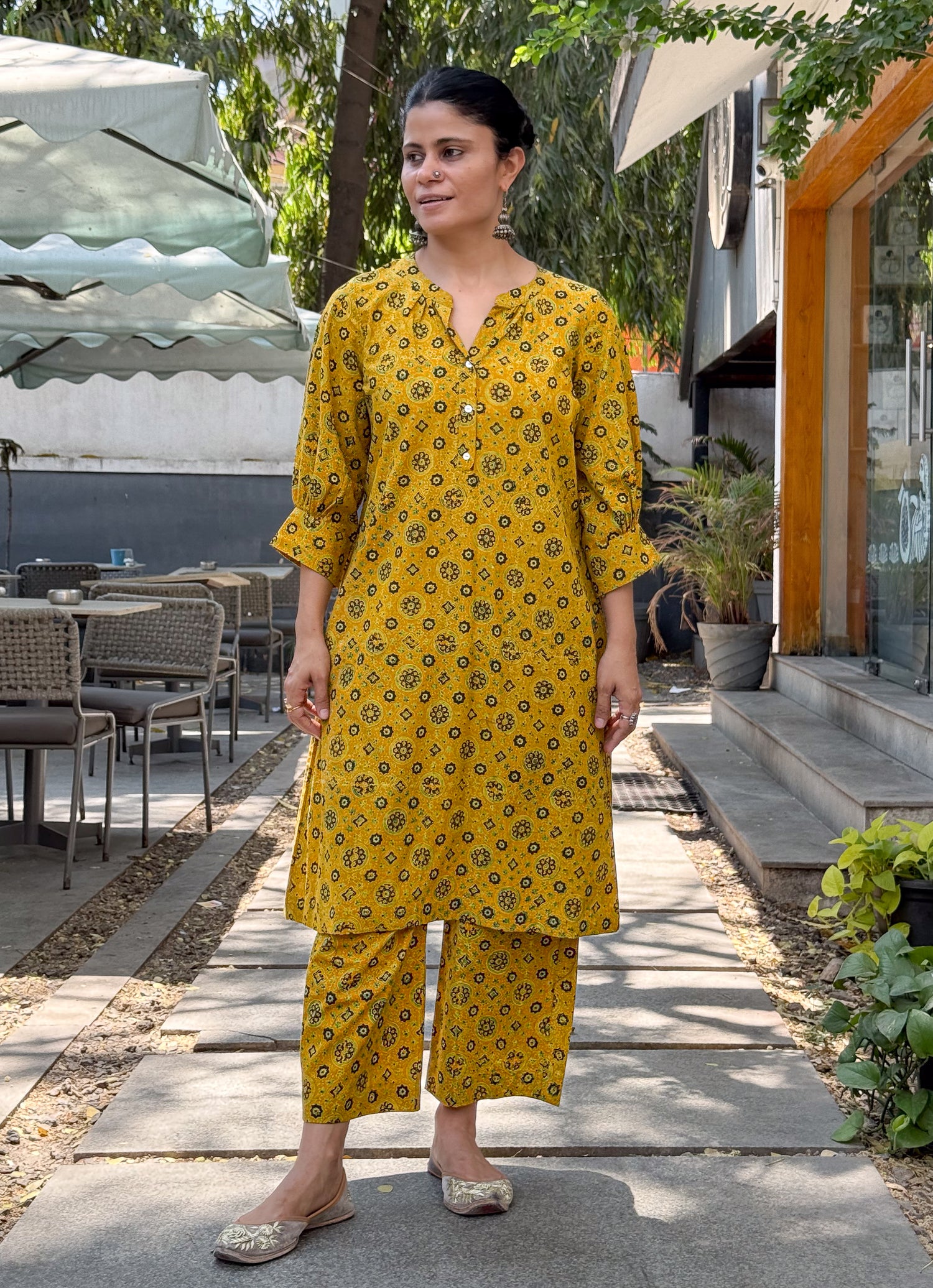 Cotton Handblock Printed Natural Dyed Ajrakh Kurta