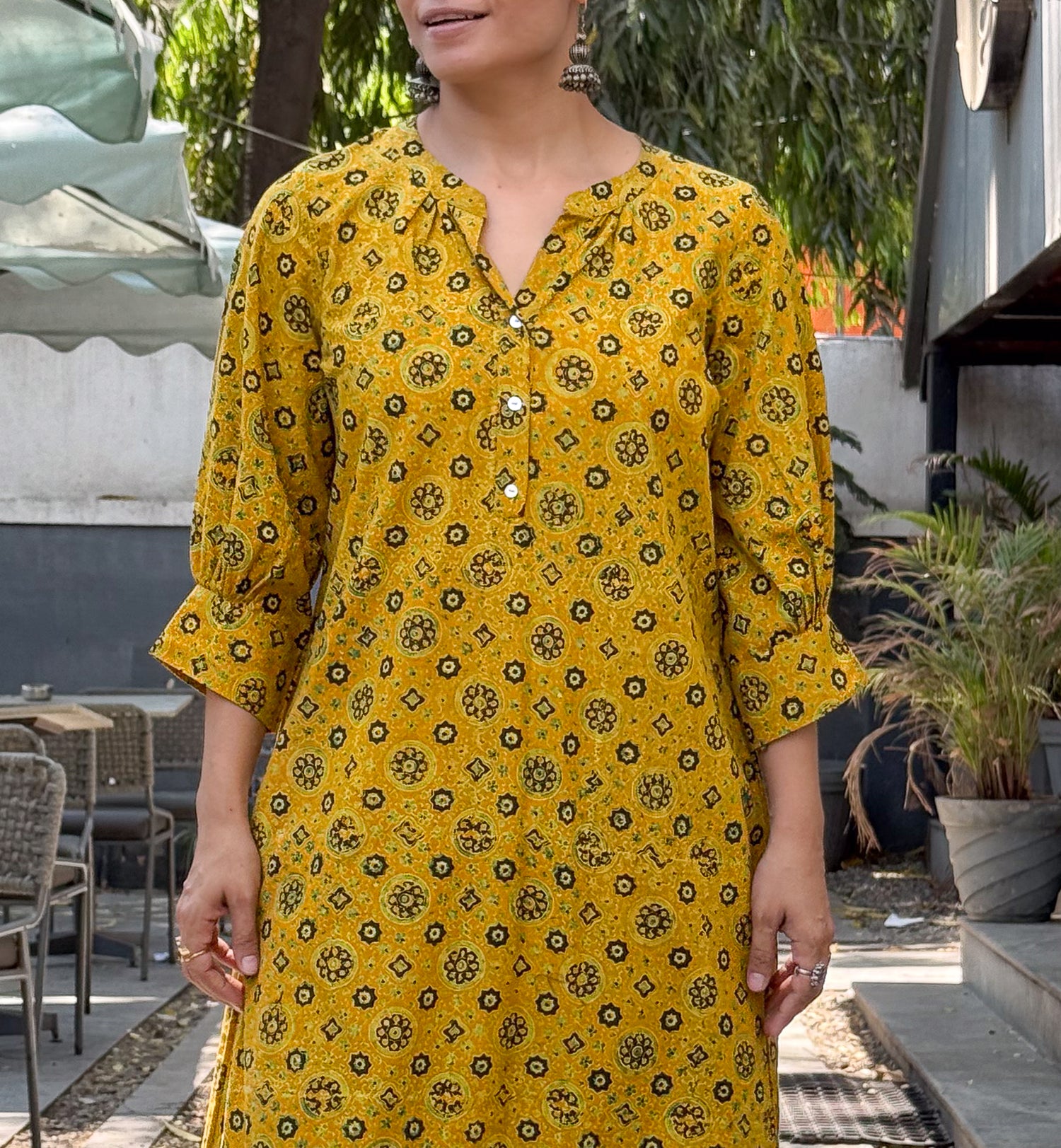 Cotton Handblock Printed Natural Dyed Ajrakh Kurta