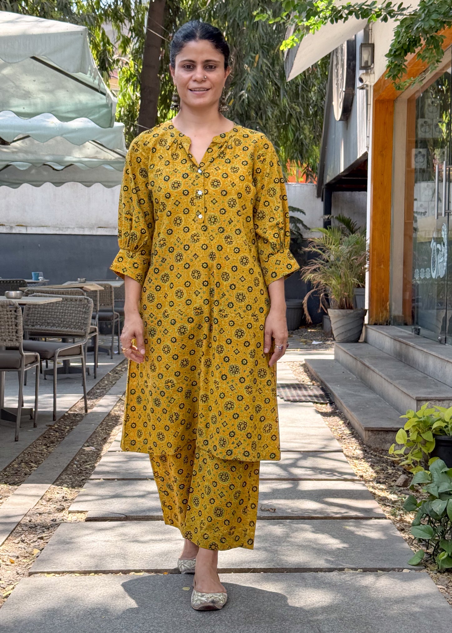 Cotton Handblock Printed Natural Dyed Ajrakh Kurta