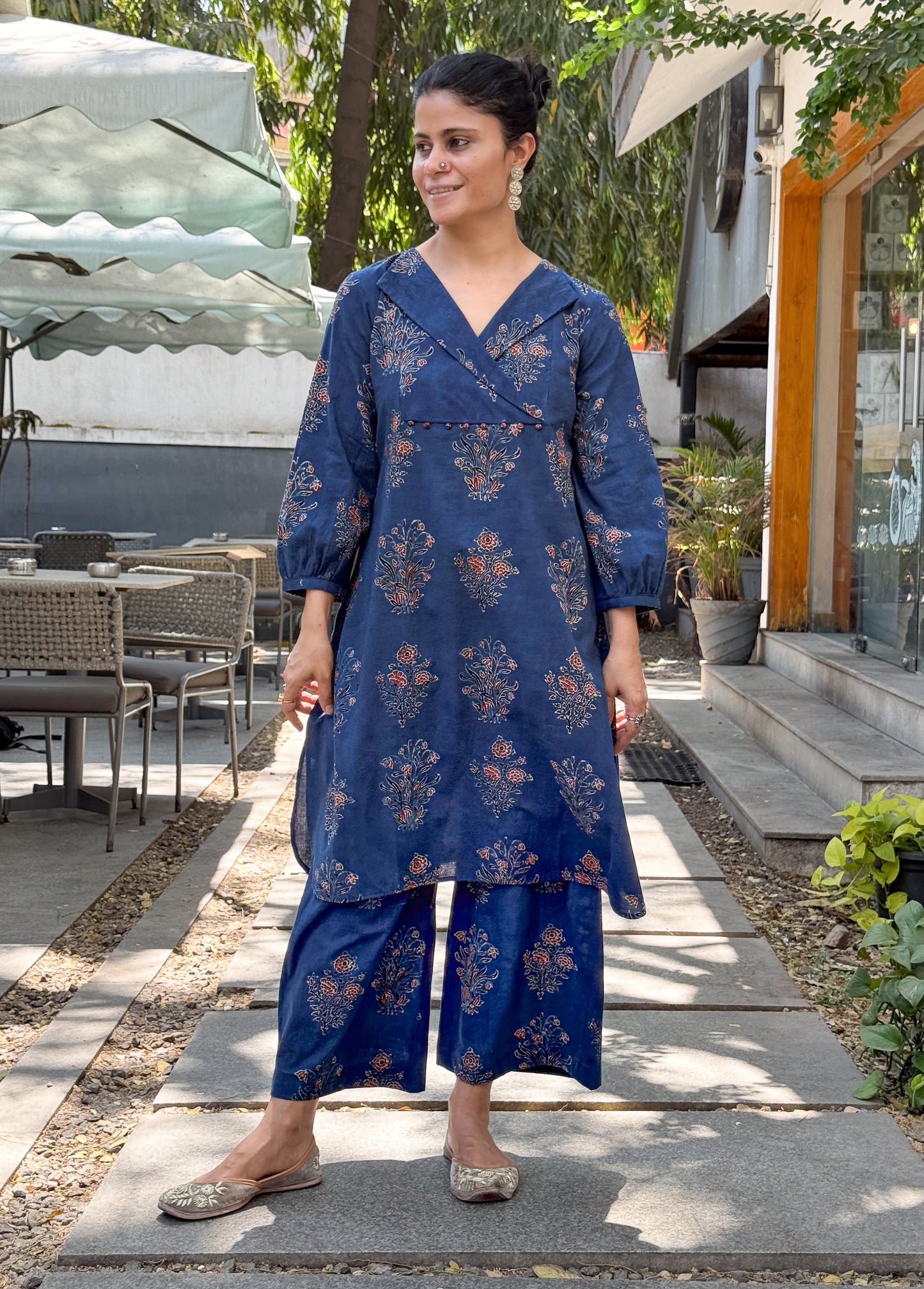 Cotton Handblock Printed Natural Dyed Ajrakh Kurta
