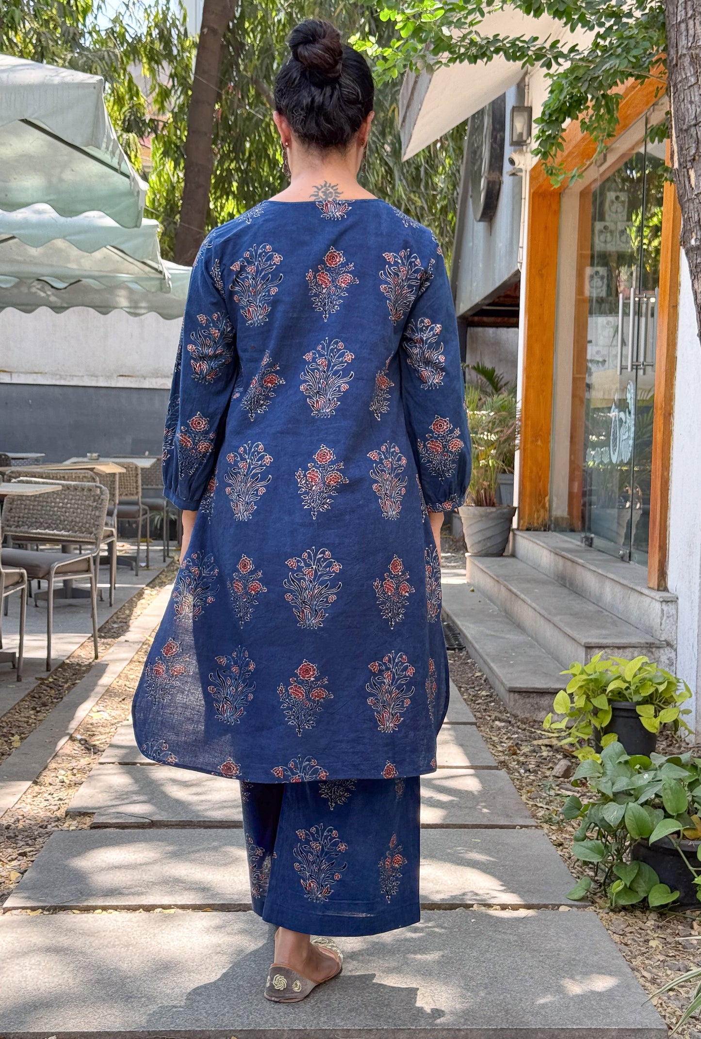 Cotton Handblock Printed Natural Dyed Ajrakh Kurta