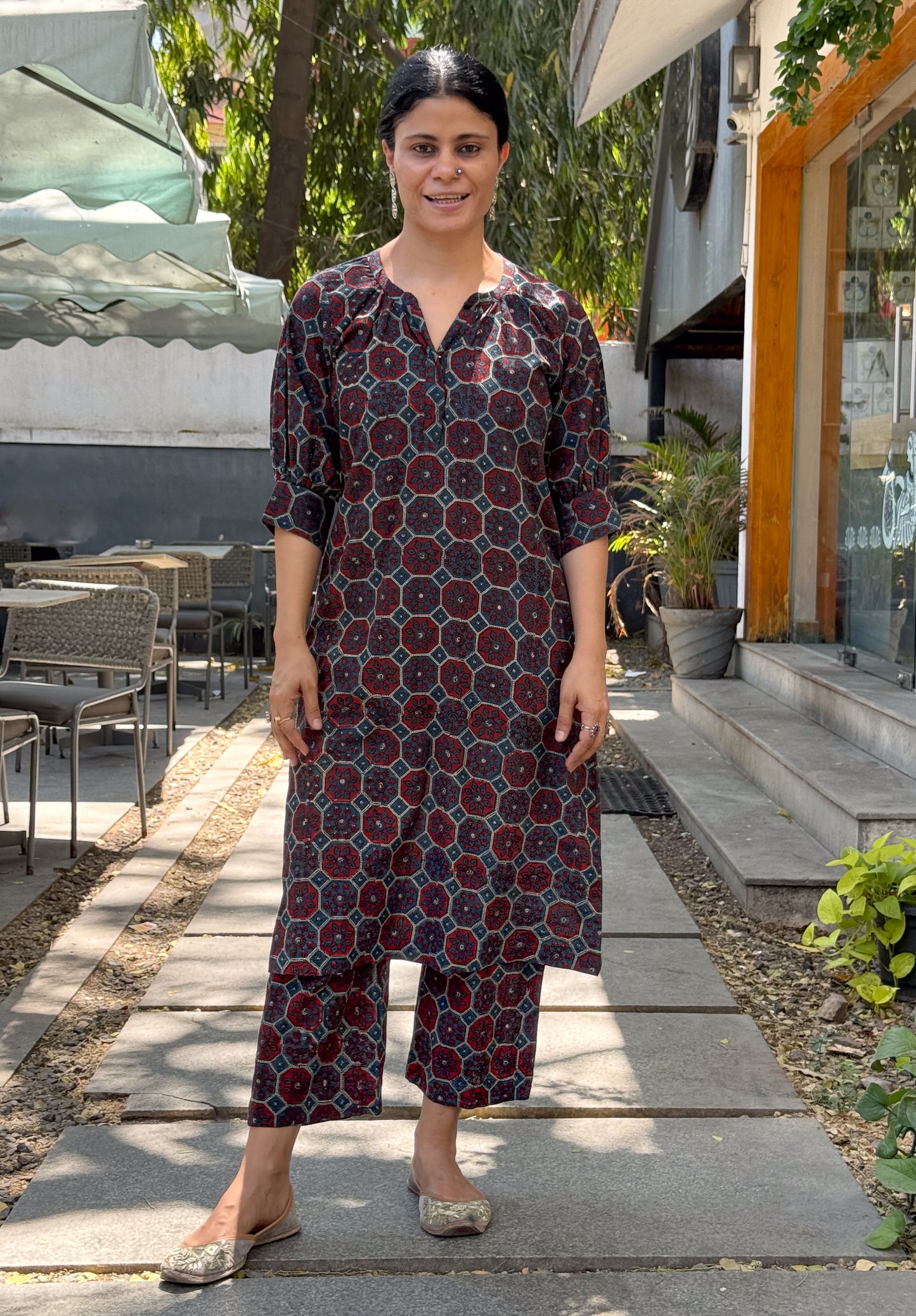 Cotton Handblock Printed Natural Dyed Ajrakh Pant