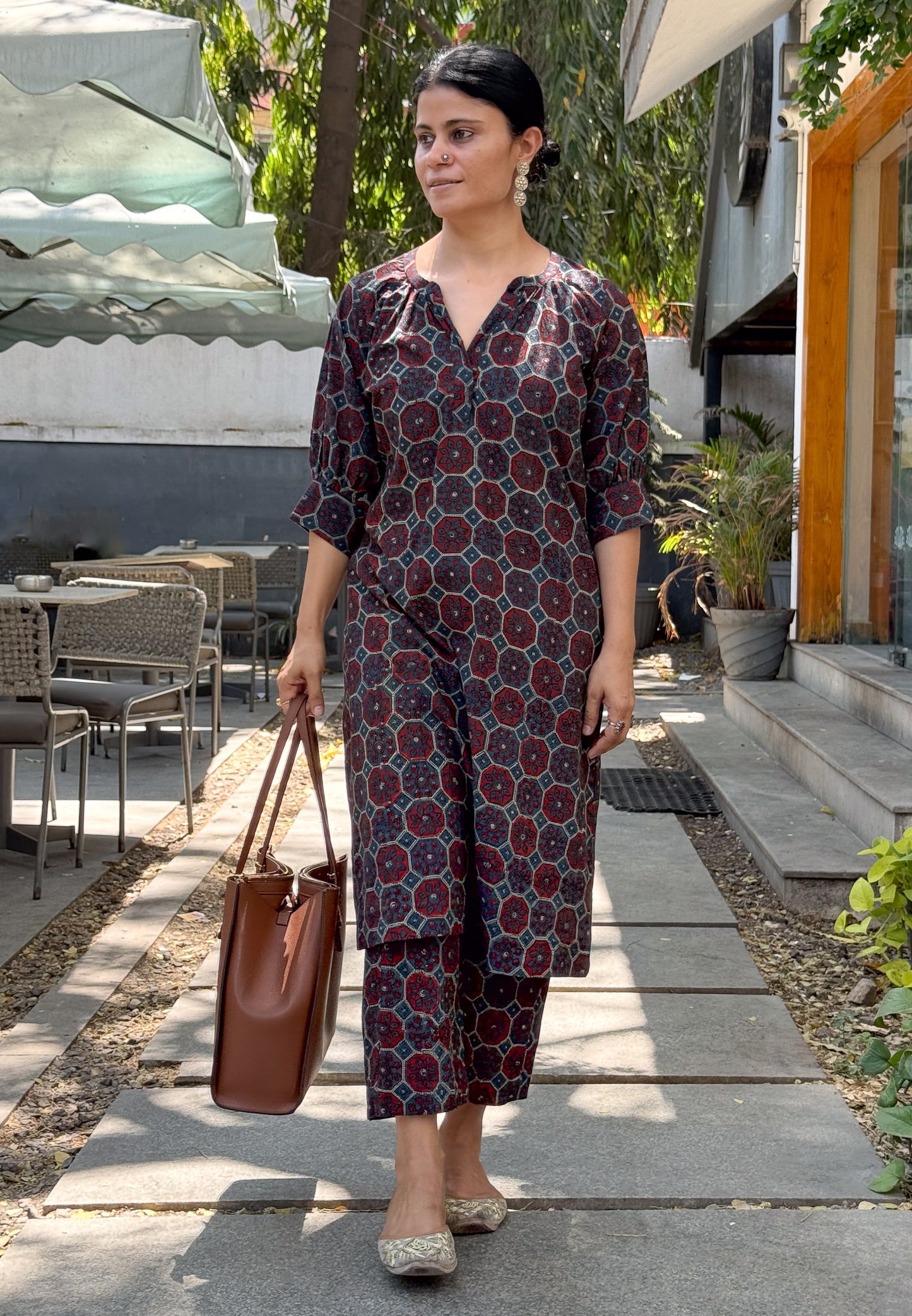 Cotton Handblock Printed Natural Dyed Ajrakh Kurta