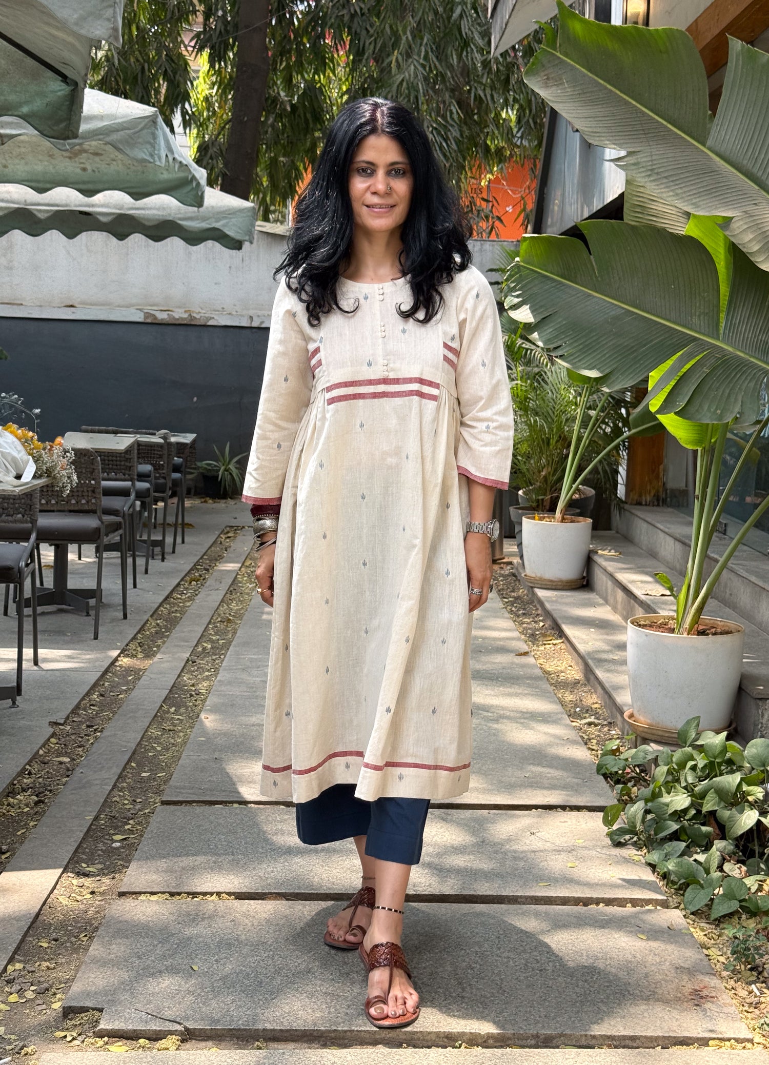 Handwoven Jamdani Kalidar Kurta