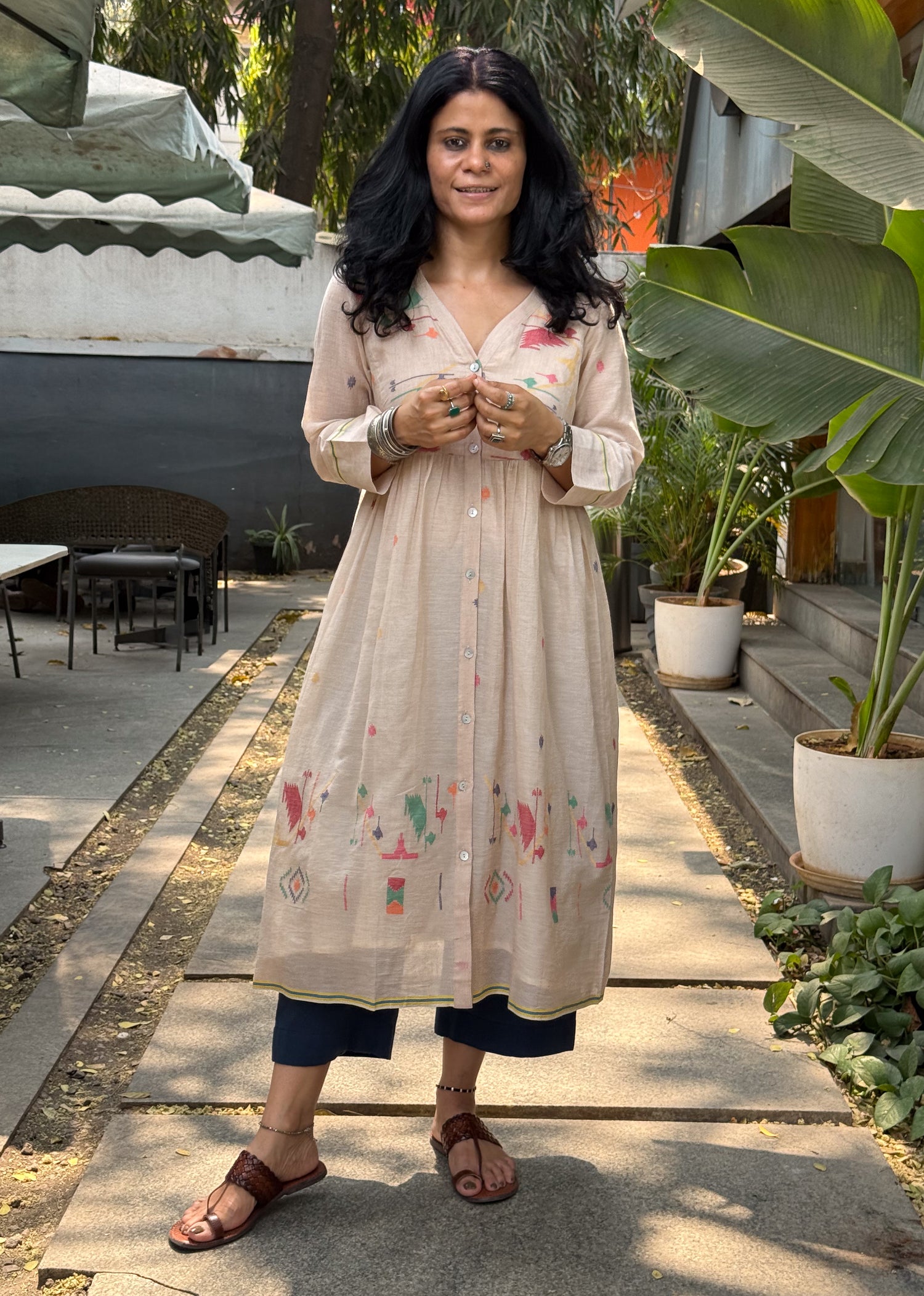 Handwoven Jamdani Kalidar Kurta