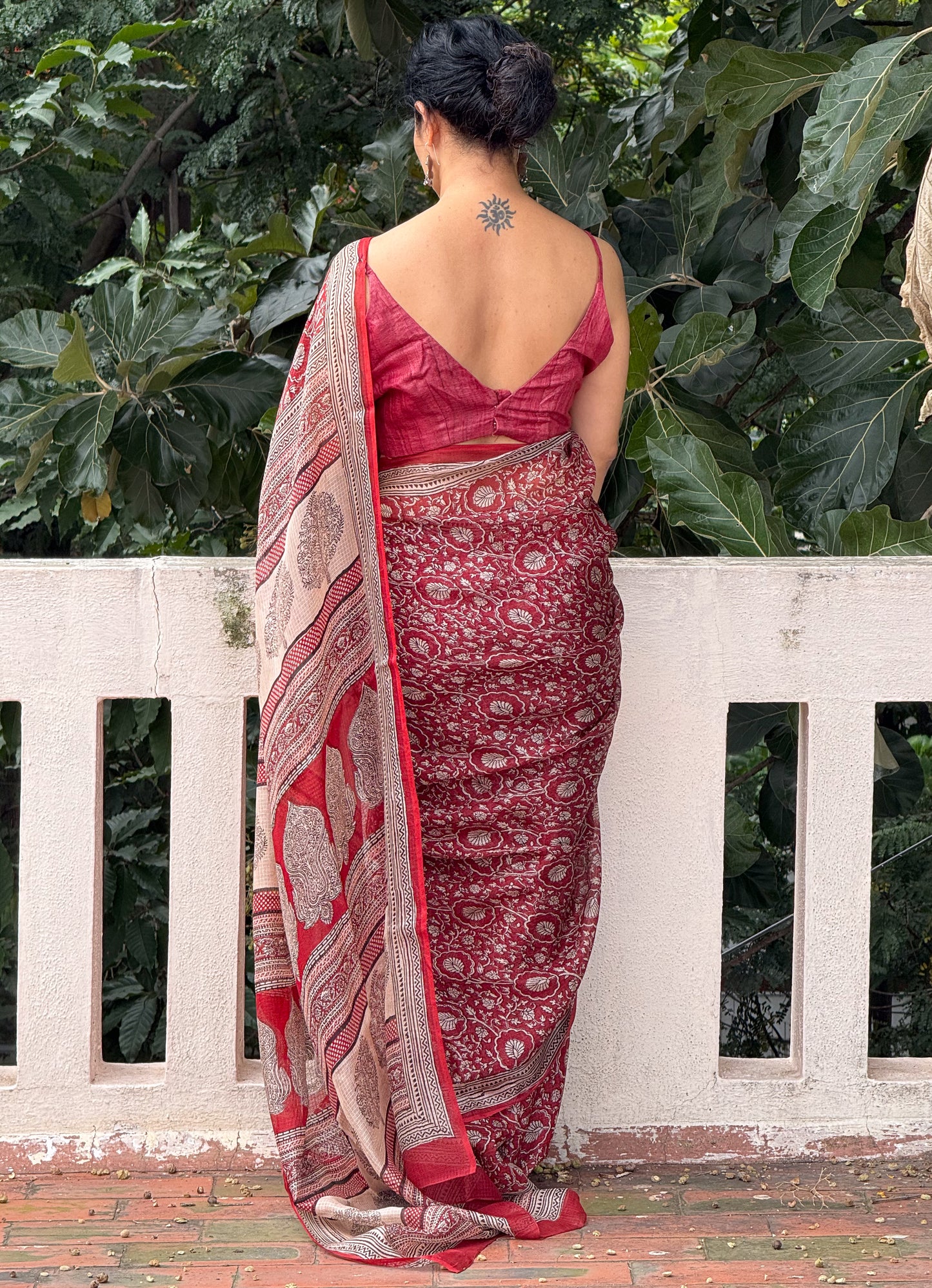 Handloom Kota Silk With Handblock Bagh Printed.