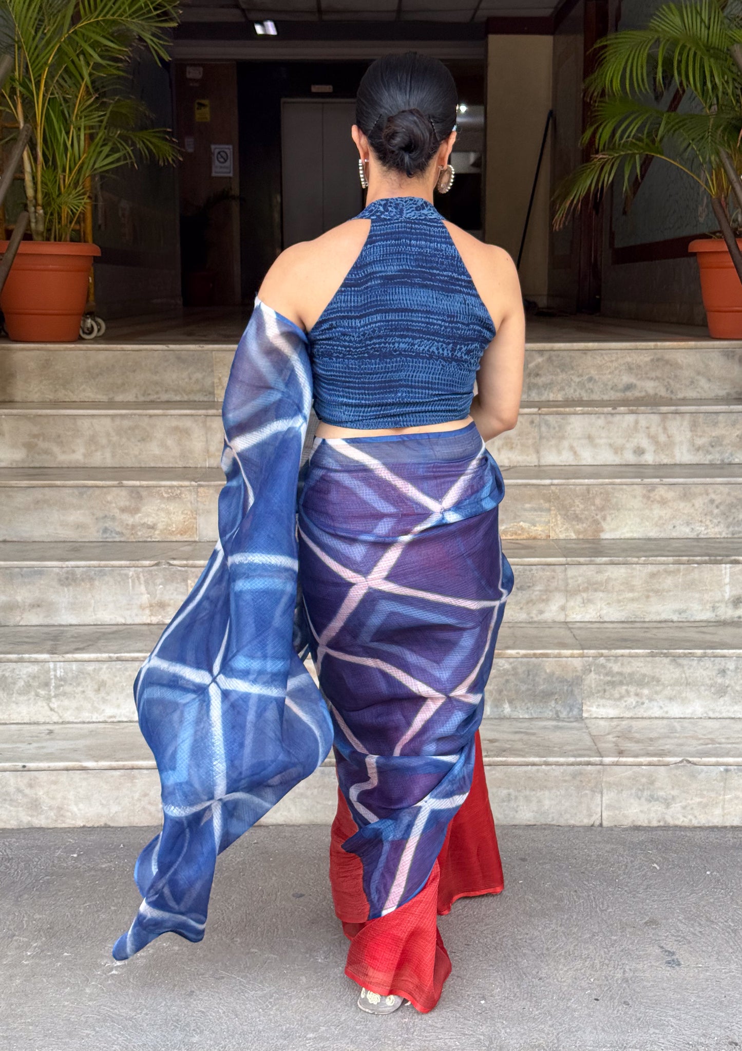 Handloom Kota Silk Saree in Handmade Shibori In Natural Dyed.