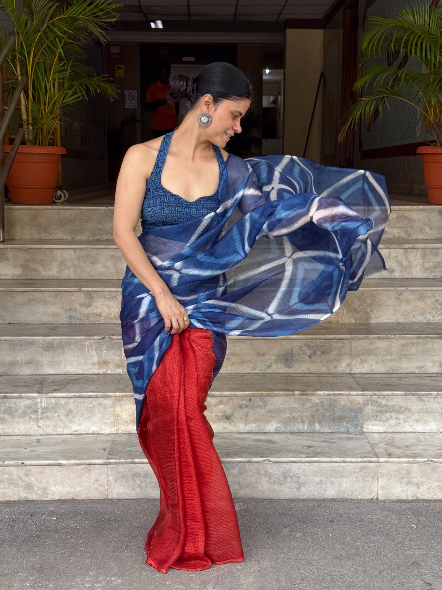 Handloom Kota Silk Saree in Handmade Shibori In Natural Dyed.