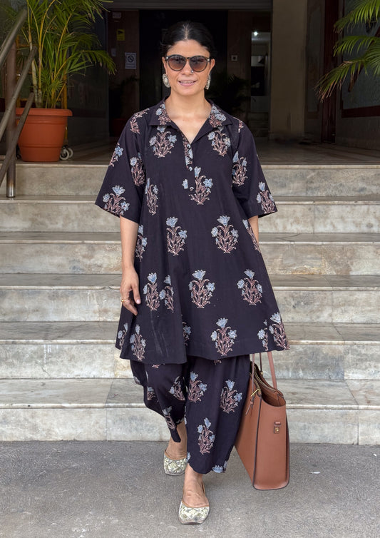Cotton Handblock Printed Natural Dyed Ajrakh Kurta