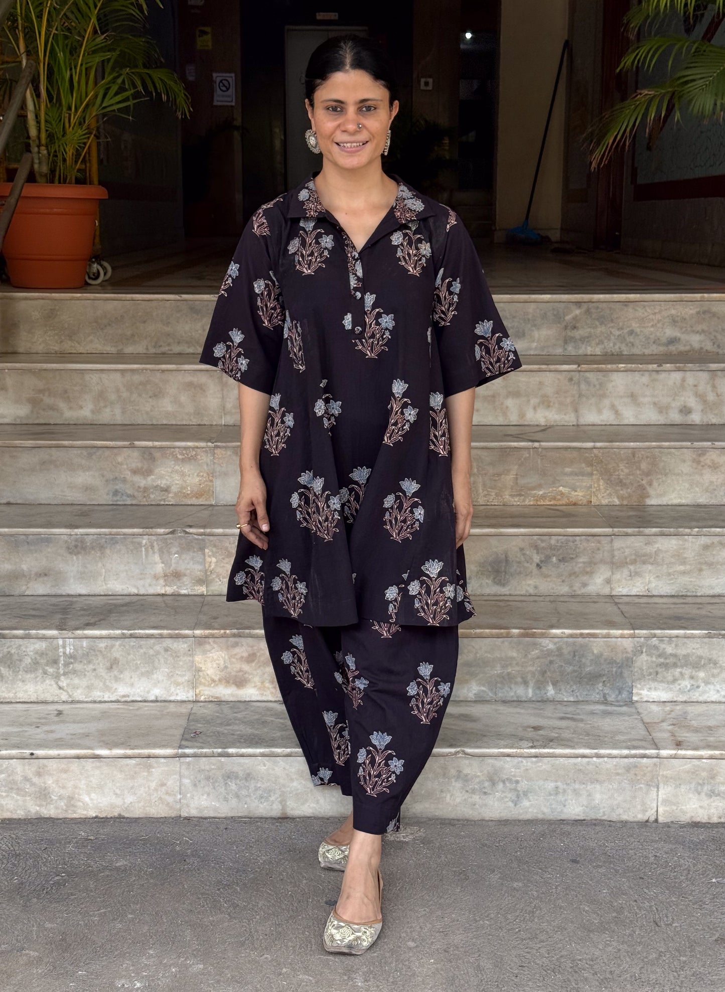 Cotton Handblock Printed Natural Dyed Ajrakh Kurta