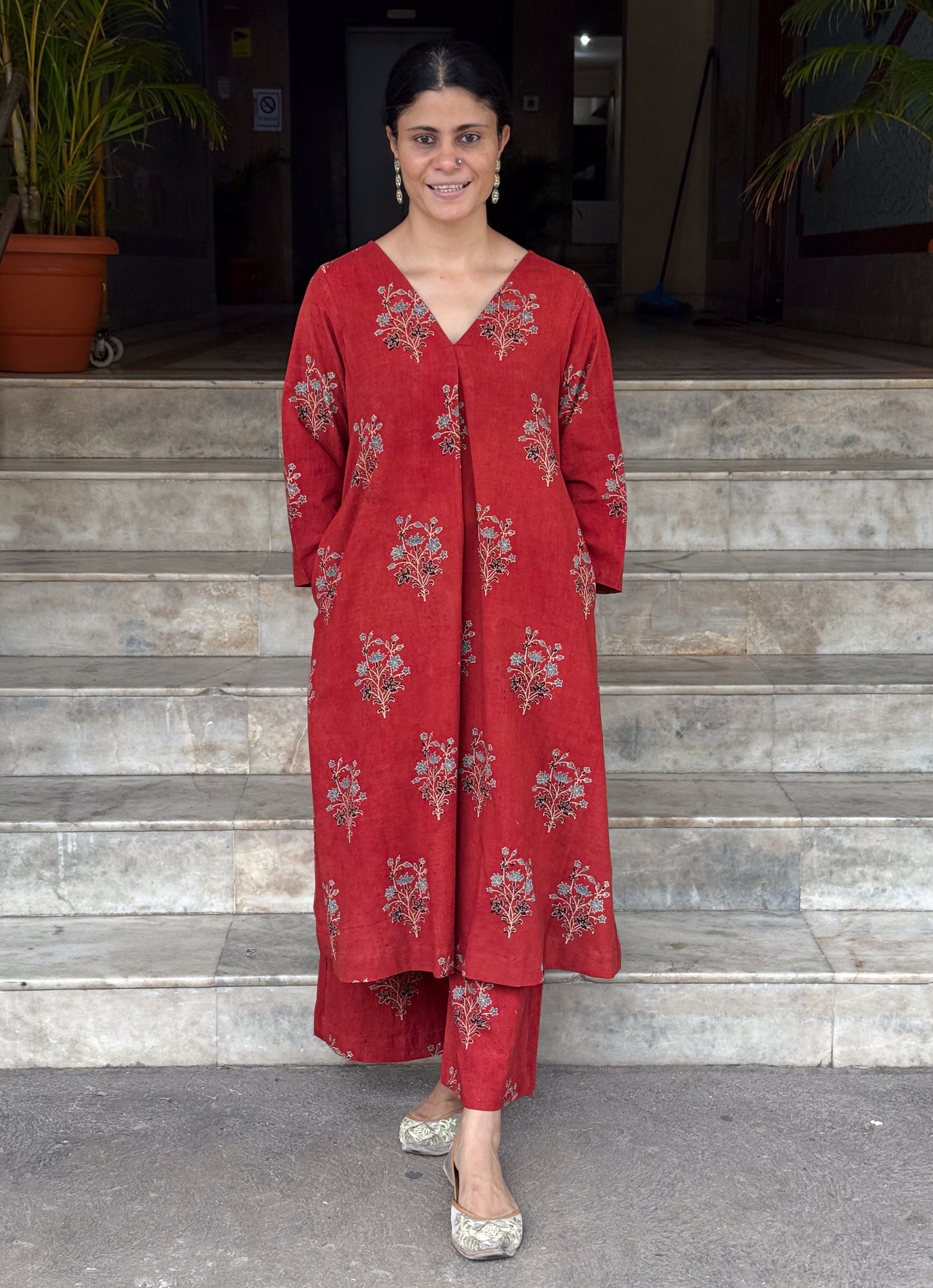 Cotton Handblock Printed Natural Dyed Ajrakh Pant