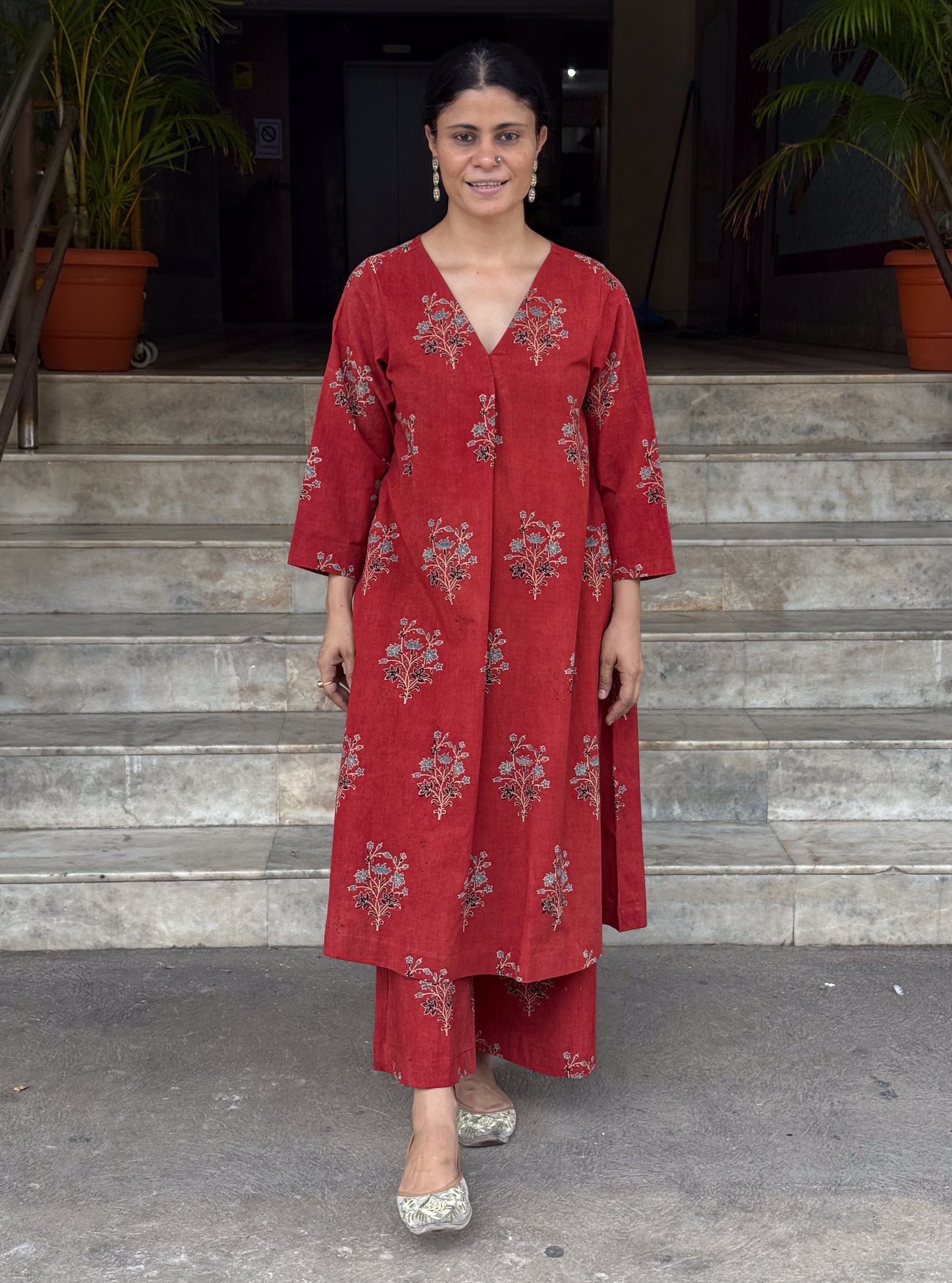 Cotton Handblock Printed Natural Dyed Ajrakh Pant