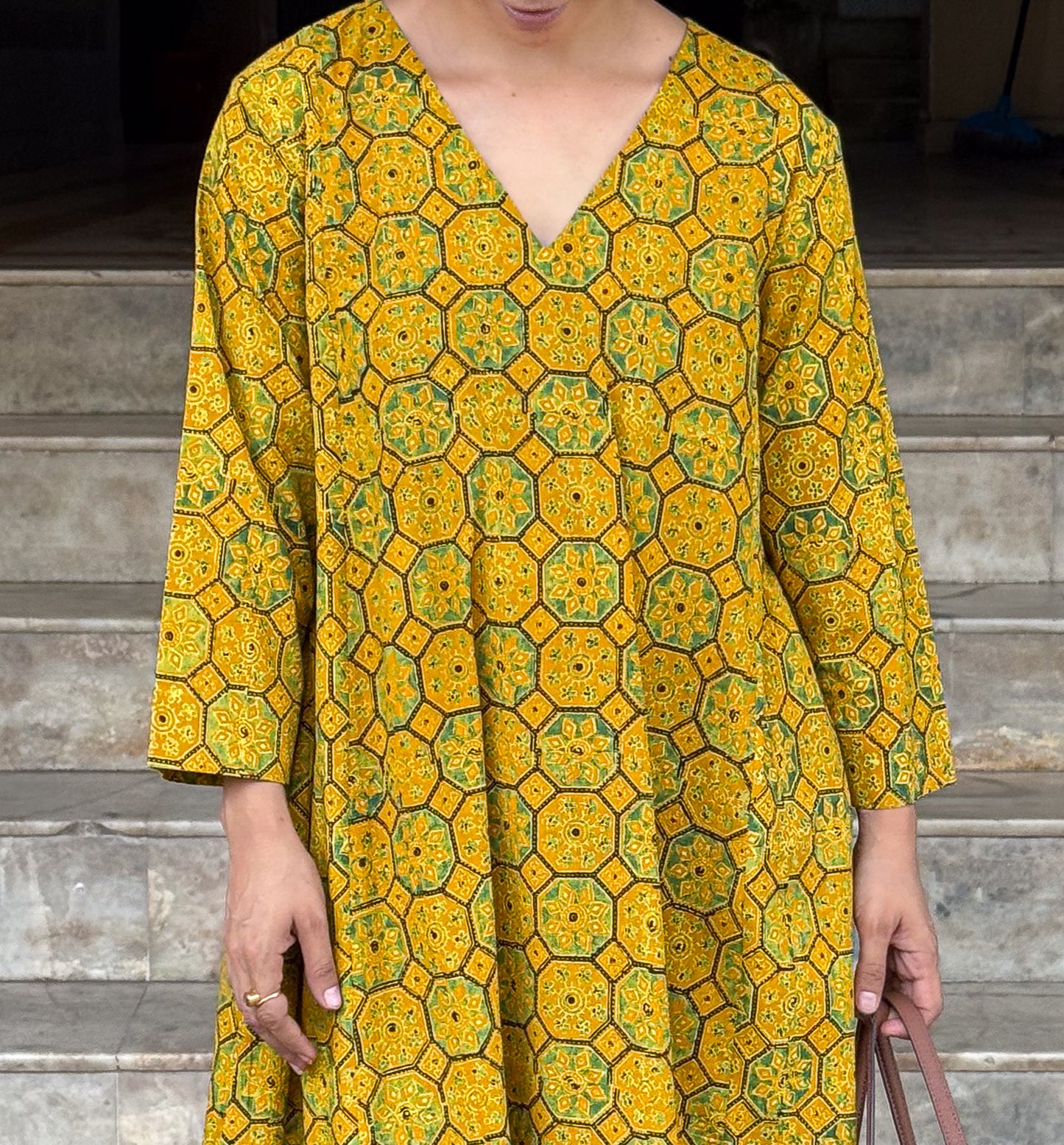 Cotton Handblock Printed Natural Dyed Ajrakh Kurta