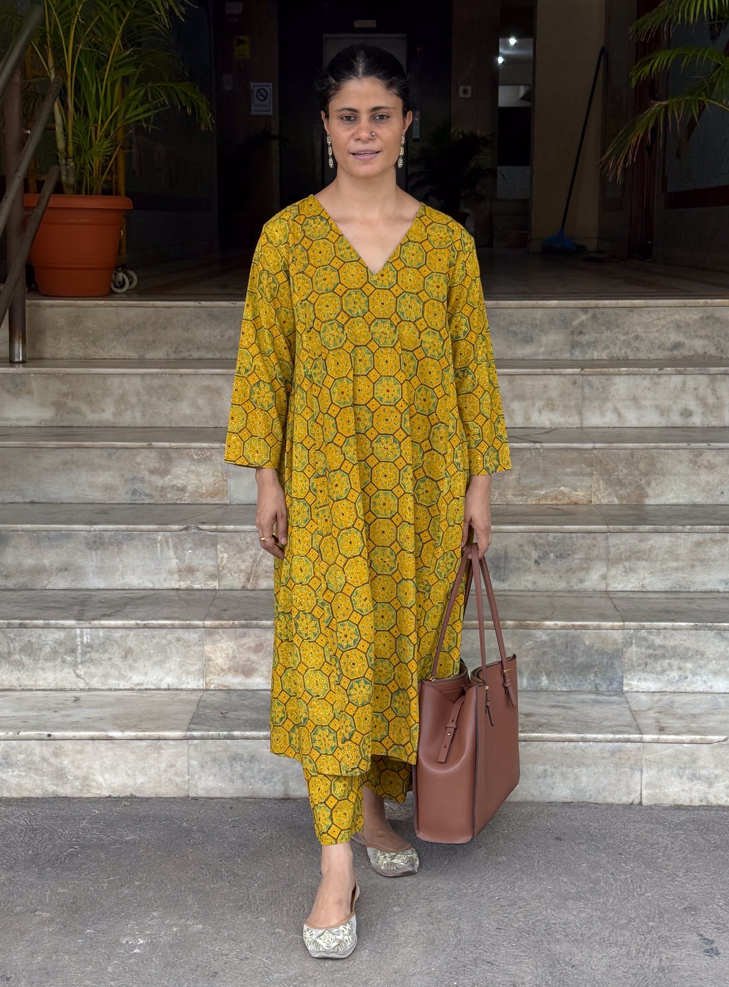 Cotton Handblock Printed Natural Dyed Ajrakh Kurta