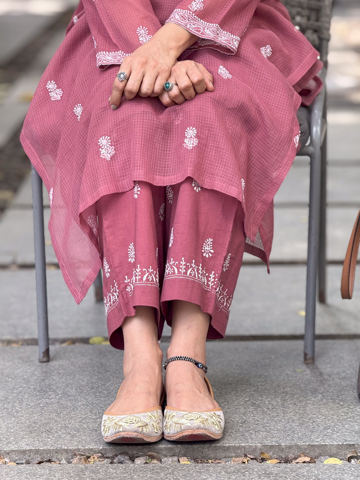 Handembroidered Chikankari cotton pant