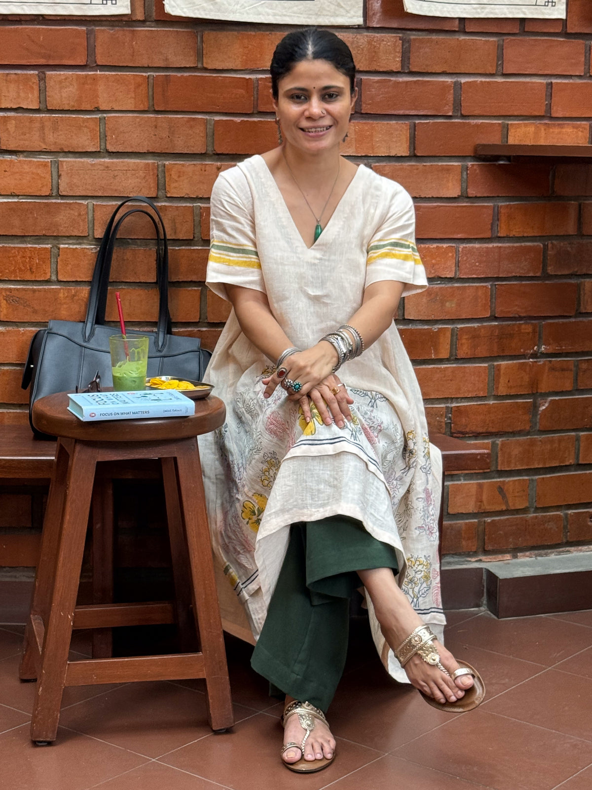 Handloom Linen By Linen Co-ord Set with Handblock Print Detailing
