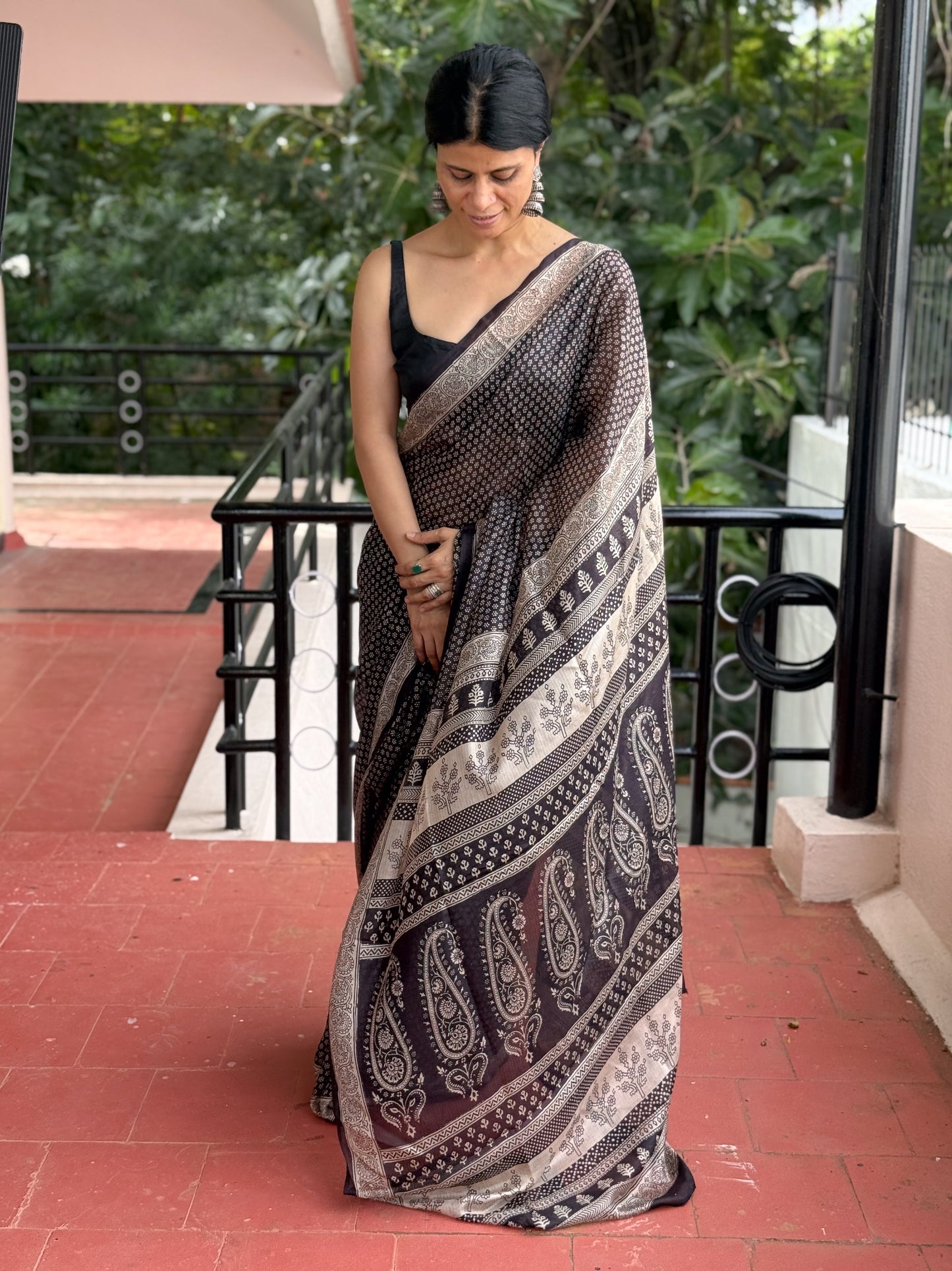 Handloom Kota Silk With Handblock Bagh Printed.