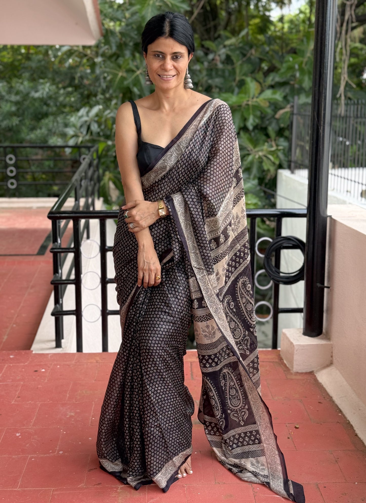 Handloom Kota Silk With Handblock Bagh Printed.